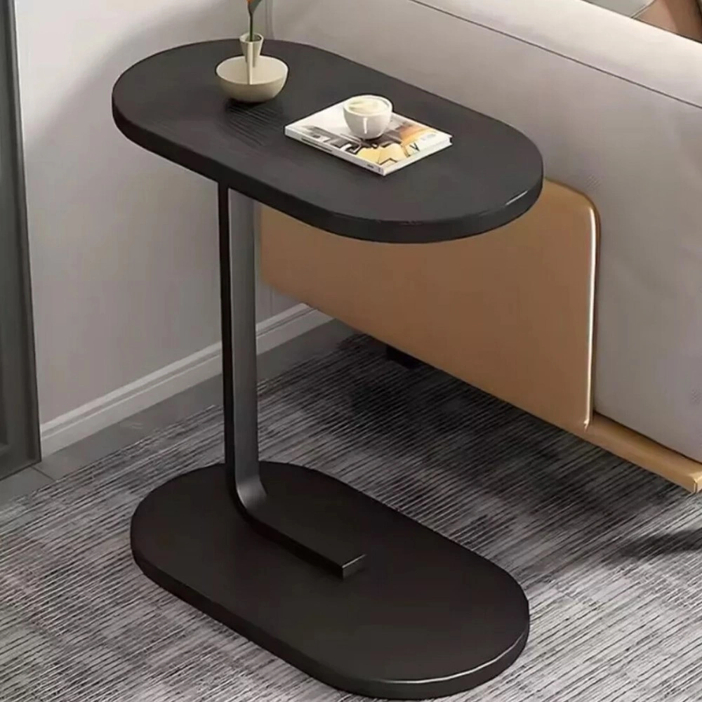 C-Shaped Sofa Side End Table, Compact Coffee Laptop Table for Living Room Bedroom, White, UK view 3