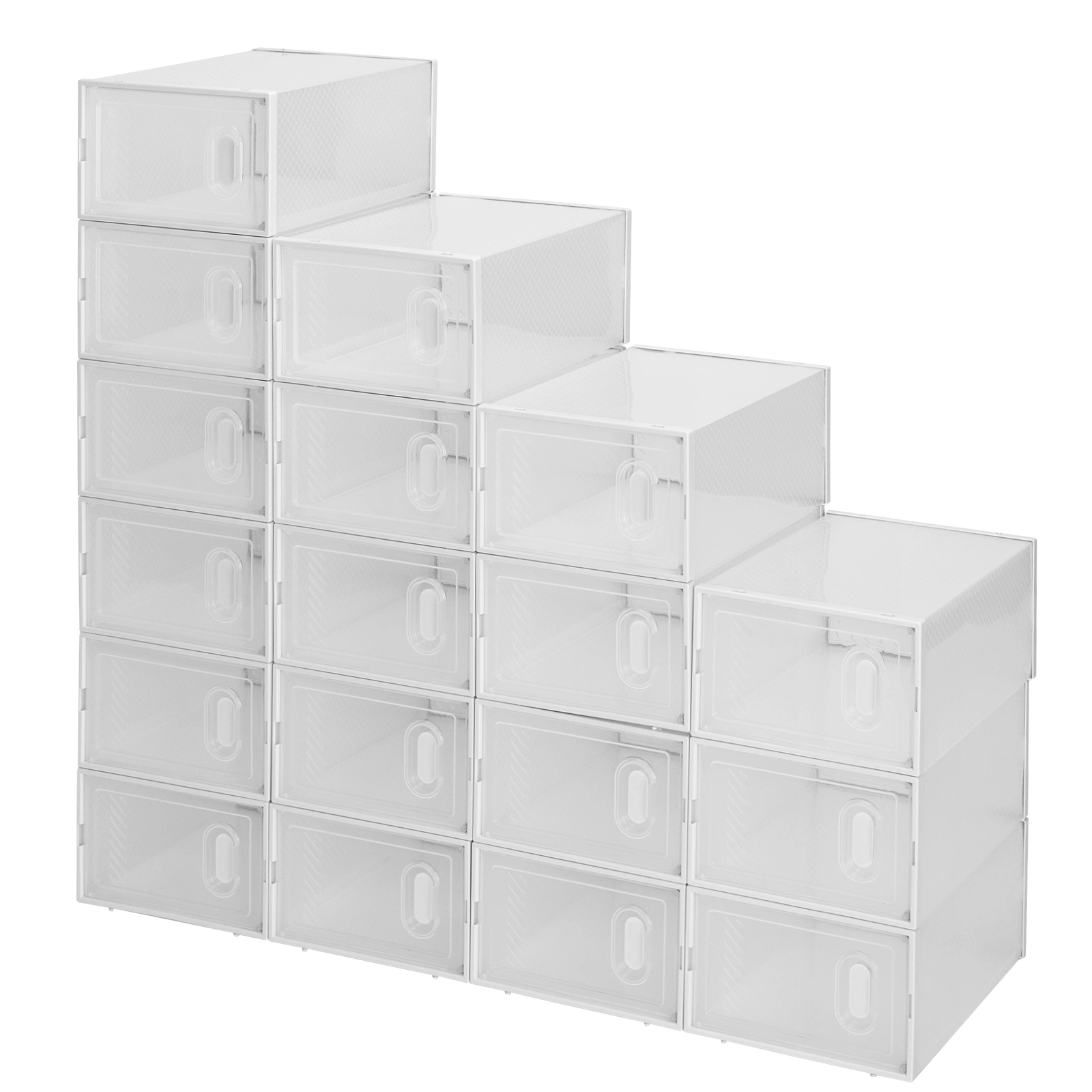 18-Pack Shoe Storage Boxes Clear Plastic Stackable Organizers with Lid White view 2