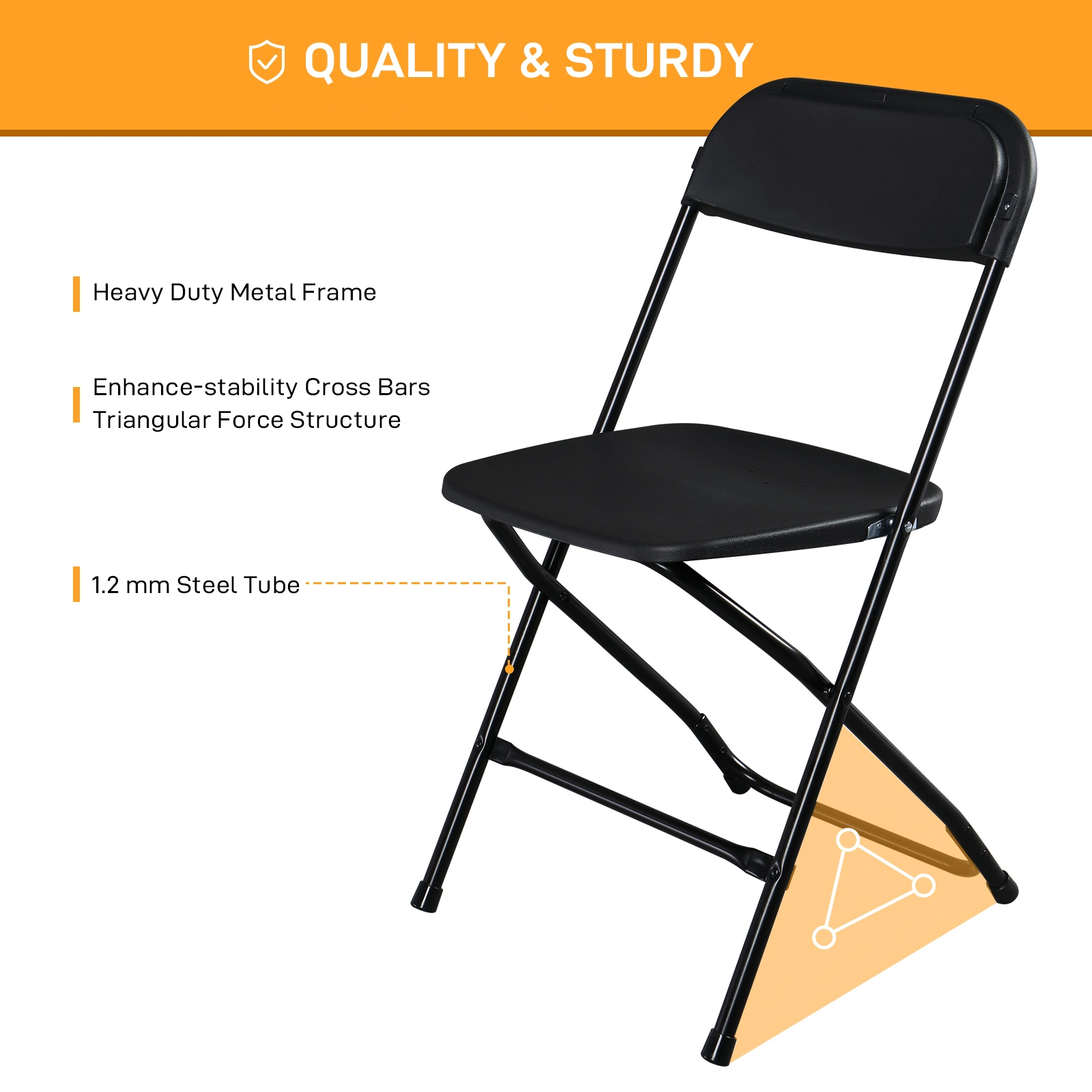 4pcs Injection Molding Classic Garden Plastic Folding Chair Black view 12