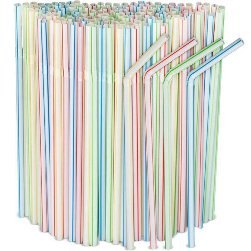 1000 PCS Bendy Plastic Straws Colorful Reusable Party Drinking Straws for Birthday Wedding Summer Events view 5