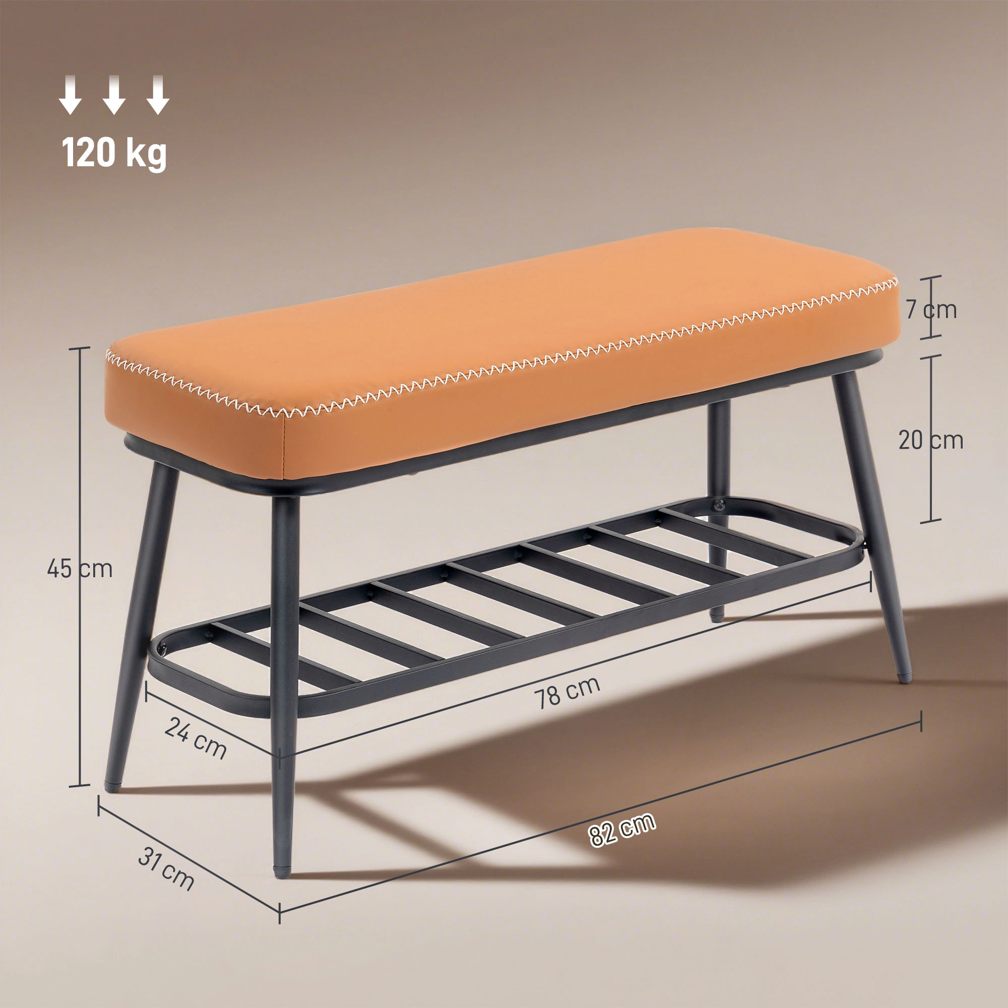 Leather Shoe Storage Bench for Entryway - Padded Sitting Bench with Hidden Shoe Organizer Compartment view 5