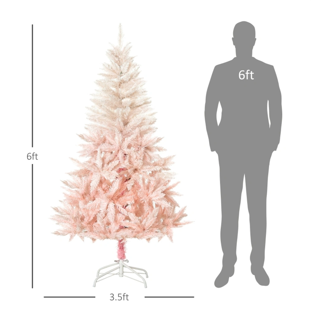 6ft Artificial Christmas Tree with LED Lights & Stand, Full Pre-Lit Pine Holiday Tree for Home Indoor Outdoor Decoration view 2