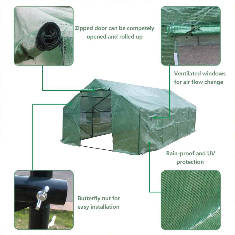 Heavy Duty Greenhouse 20'x10'x7' with Spike Base, Plant Gardening Tent (Model A) view 2