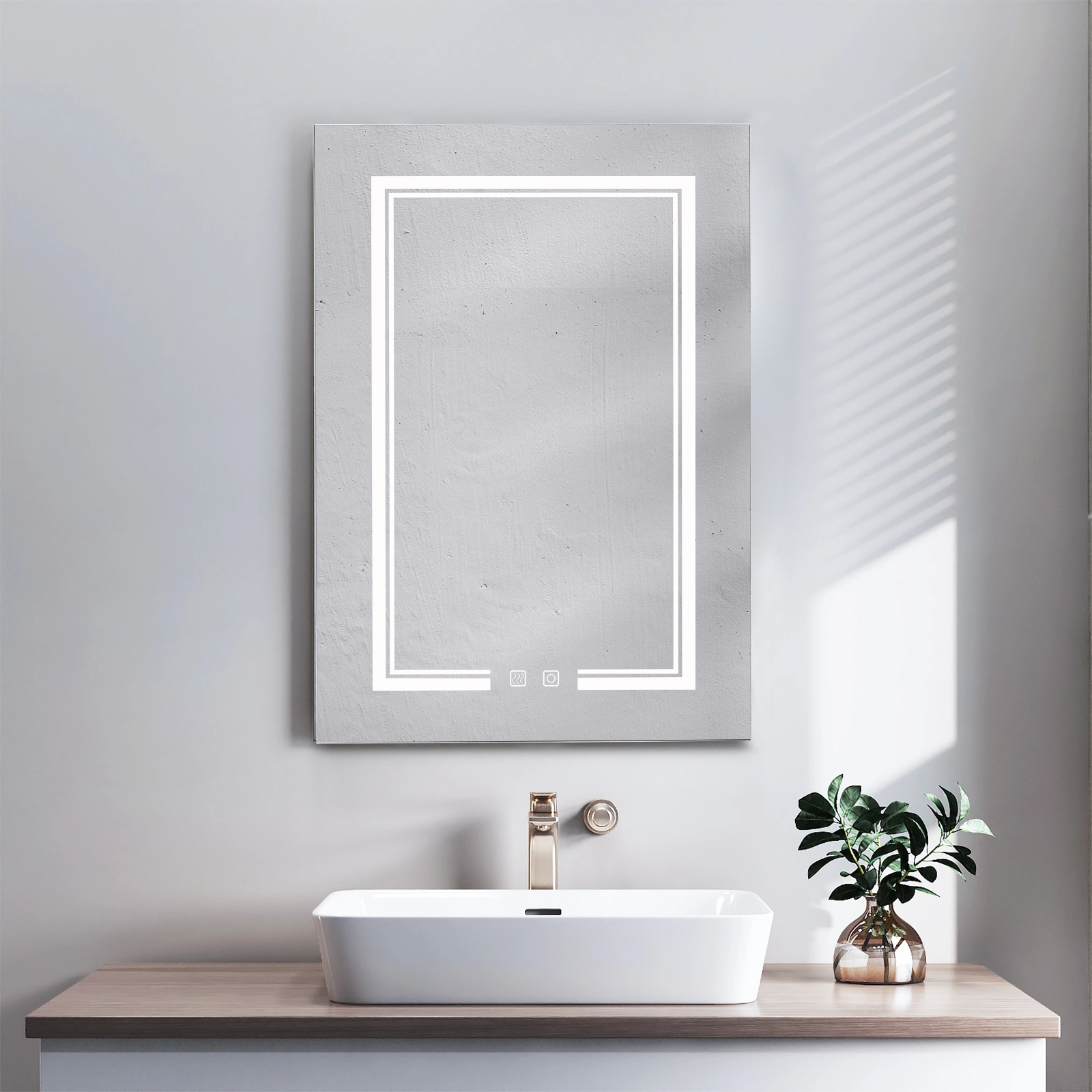 Black Bathroom Wall Cabinet 28x20 Inch, European Pine Wood with Anti-Fog Mirror, 3-Tone Adjustable LED Lighting, Power-Off Memory, 2 AC Plugs 2 USB Ports, 1 Door 2 Shelves