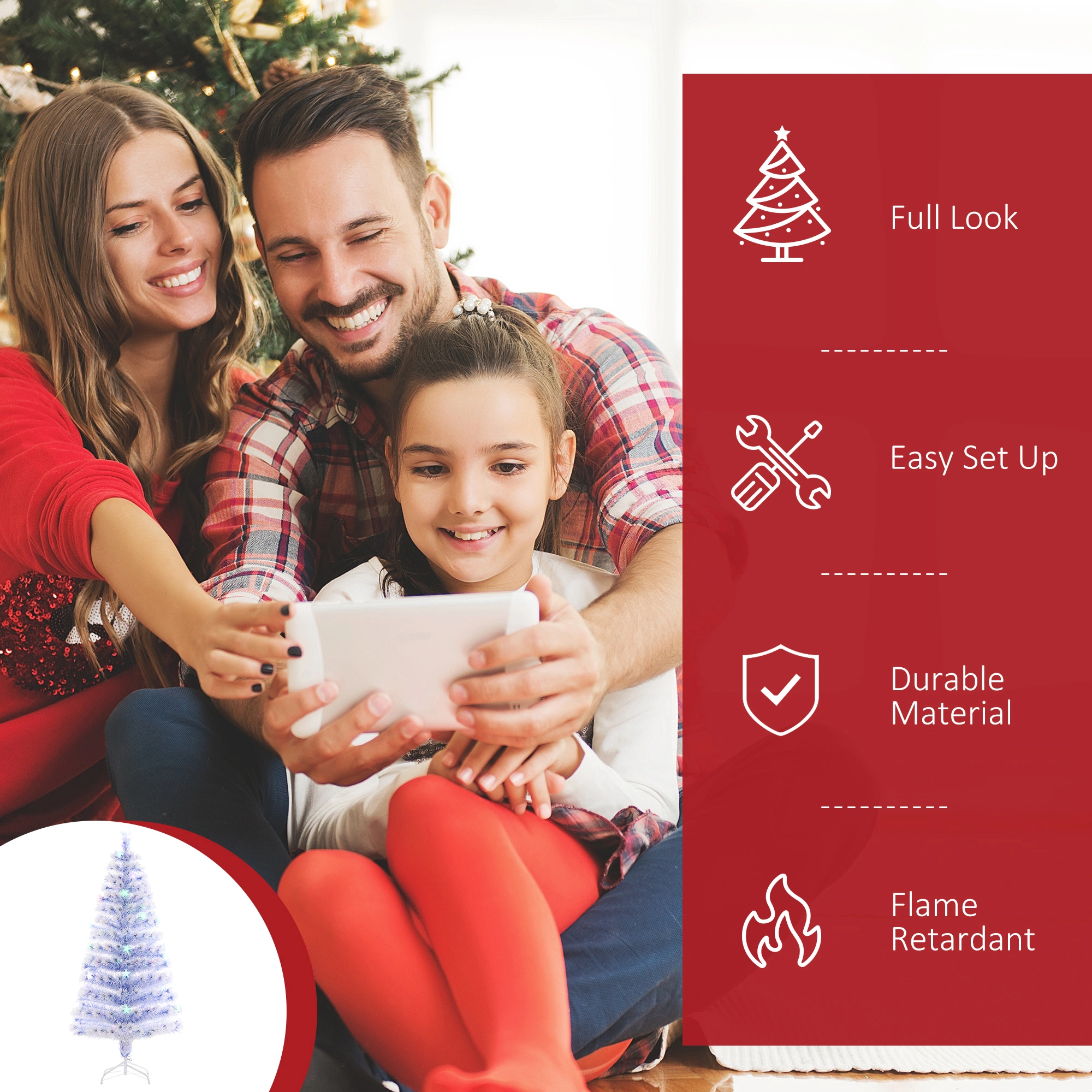 5ft Artificial Christmas Tree with LED Lights Pre-Lit Full Full-Style Pine Holiday Decoration view 3