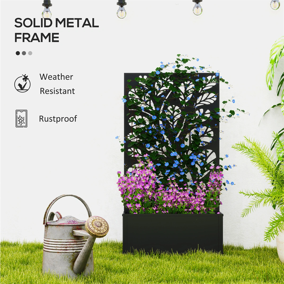 Galvanized Garden Bed with Privacy Pan - Raised Metal Planter Box for Outdoor Flowers, Herbs & Vegetables