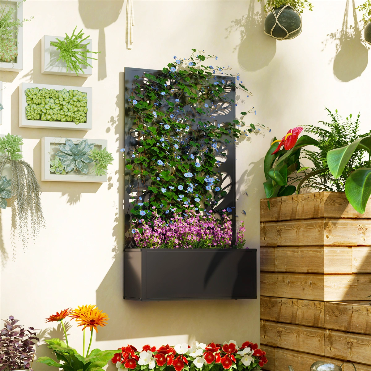 Galvanized Garden Bed with Privacy Pan - Raised Metal Planter Box for Outdoor Flowers, Herbs & Vegetables view 6