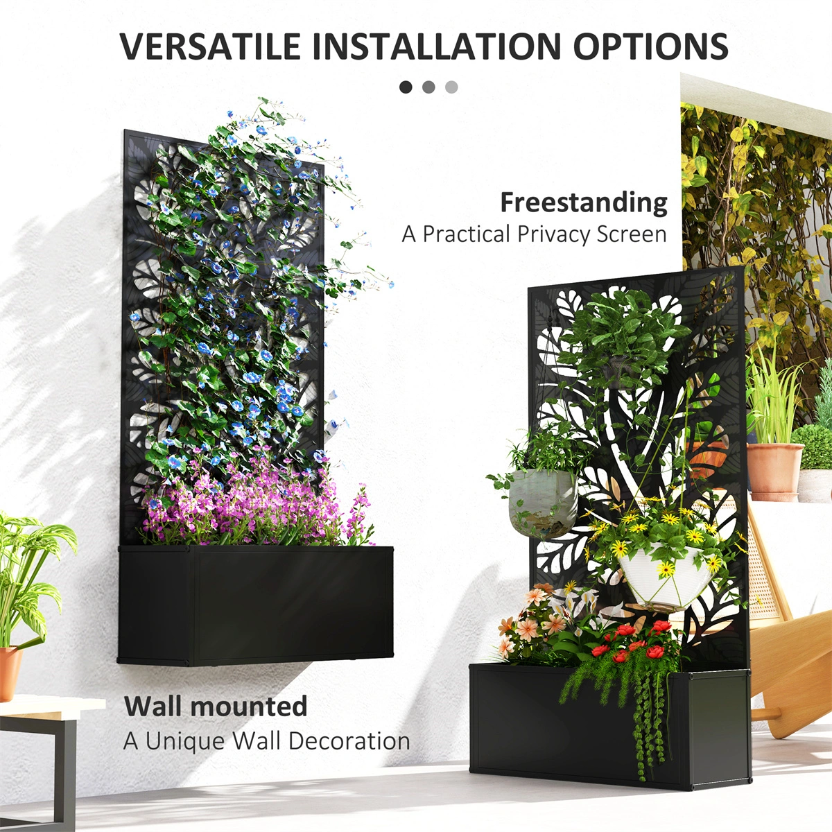 Galvanized Garden Bed with Privacy Pan - Raised Metal Planter Box for Outdoor Flowers, Herbs & Vegetables view 7