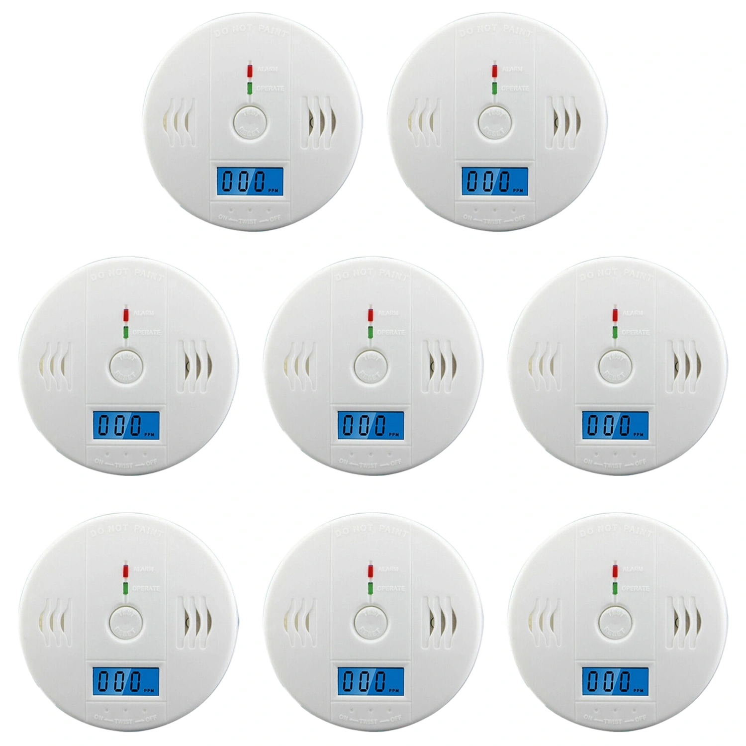 8-Pack CO Carbon Monoxide Gas Detector with LCD Display, Home Safety Alarm, US Shipping via USPS, Self-Pickup Available (TK/TMEU)