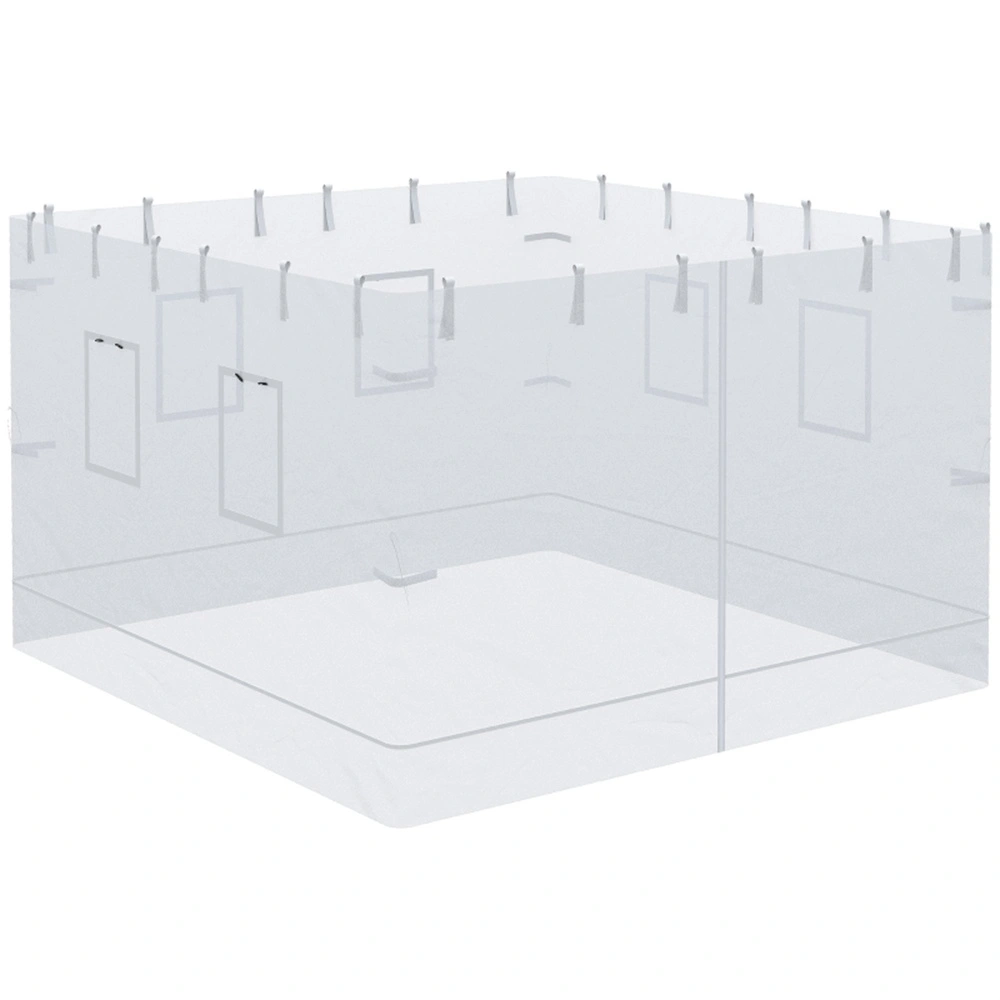 White 10' x 10' Canopy Screen Walls - for Patio Party, Replacement Netting with 6 Service Windows and 1 Door