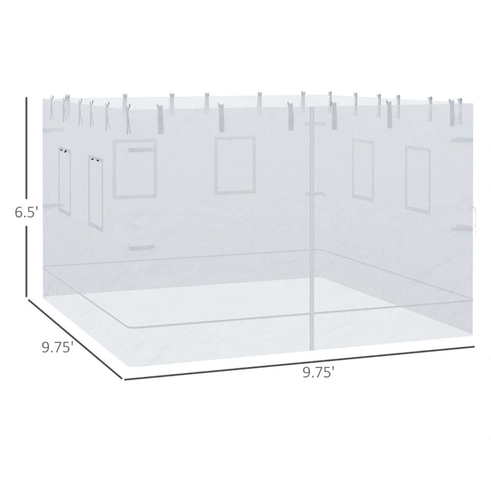 White 10x10 ft Canopy Screen Walls Replacement Netting with 6 Service Windows & 1 Door for Patio Tent Party view 3