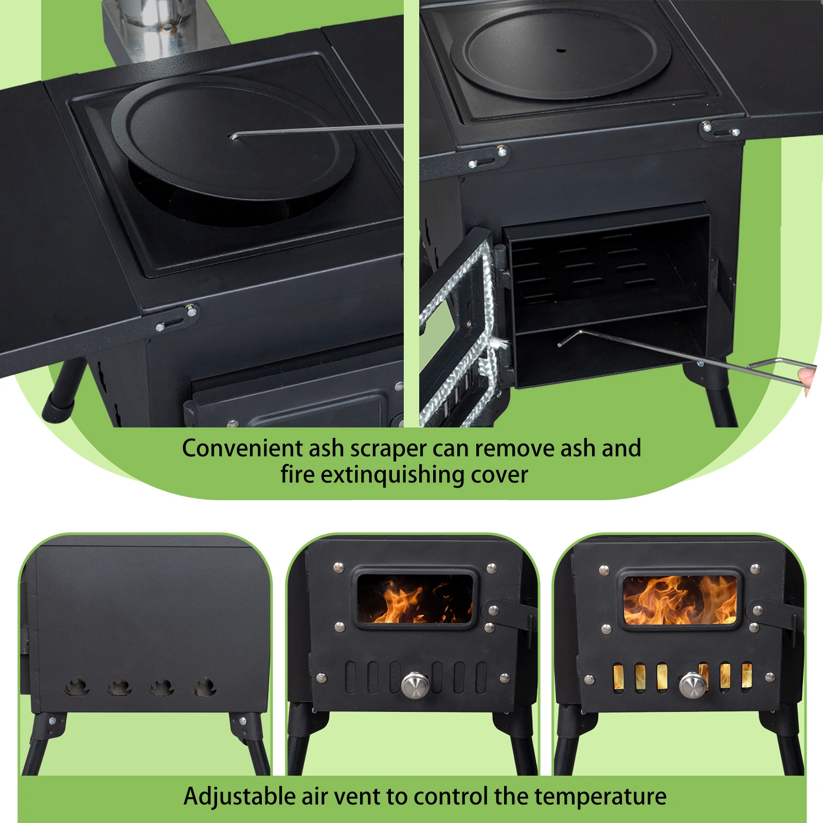 Wood Camping Stove Black 57.5*31*37cm view 12