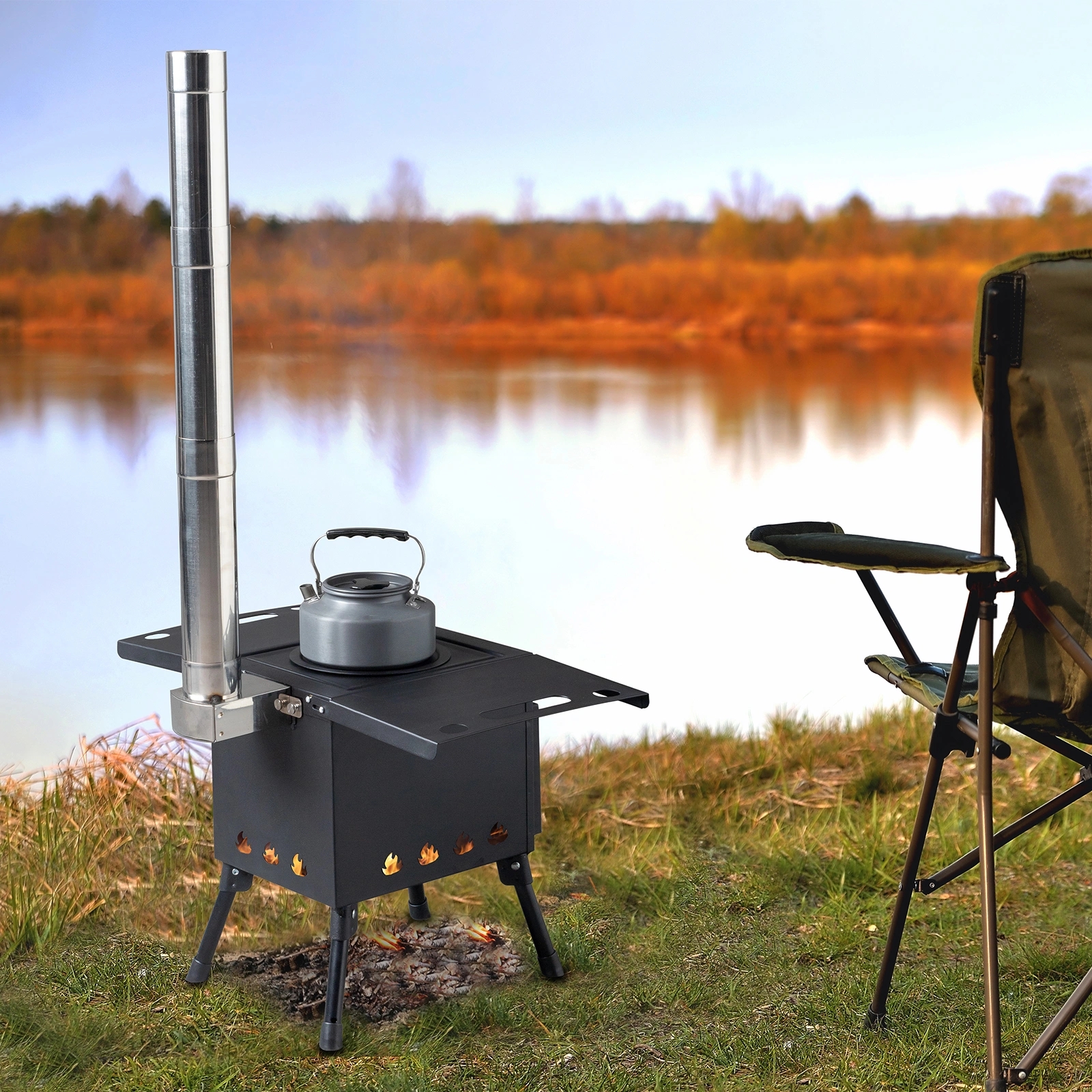 Wood Camping Stove Black 57.5*31*37cm view 16