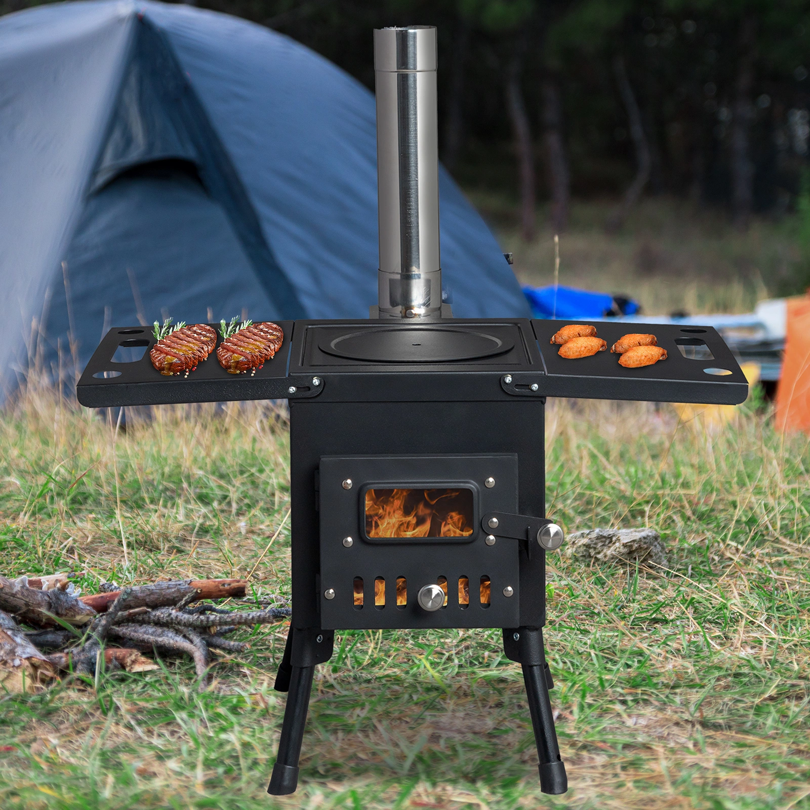 Wood Camping Stove Black 57.5*31*37cm view 17