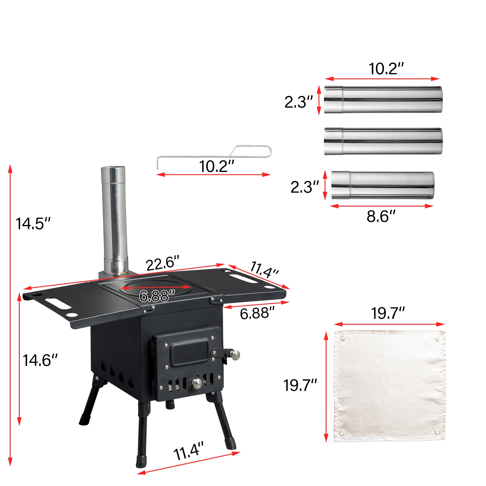 Wood Camping Stove Black 57.5*31*37cm view 4
