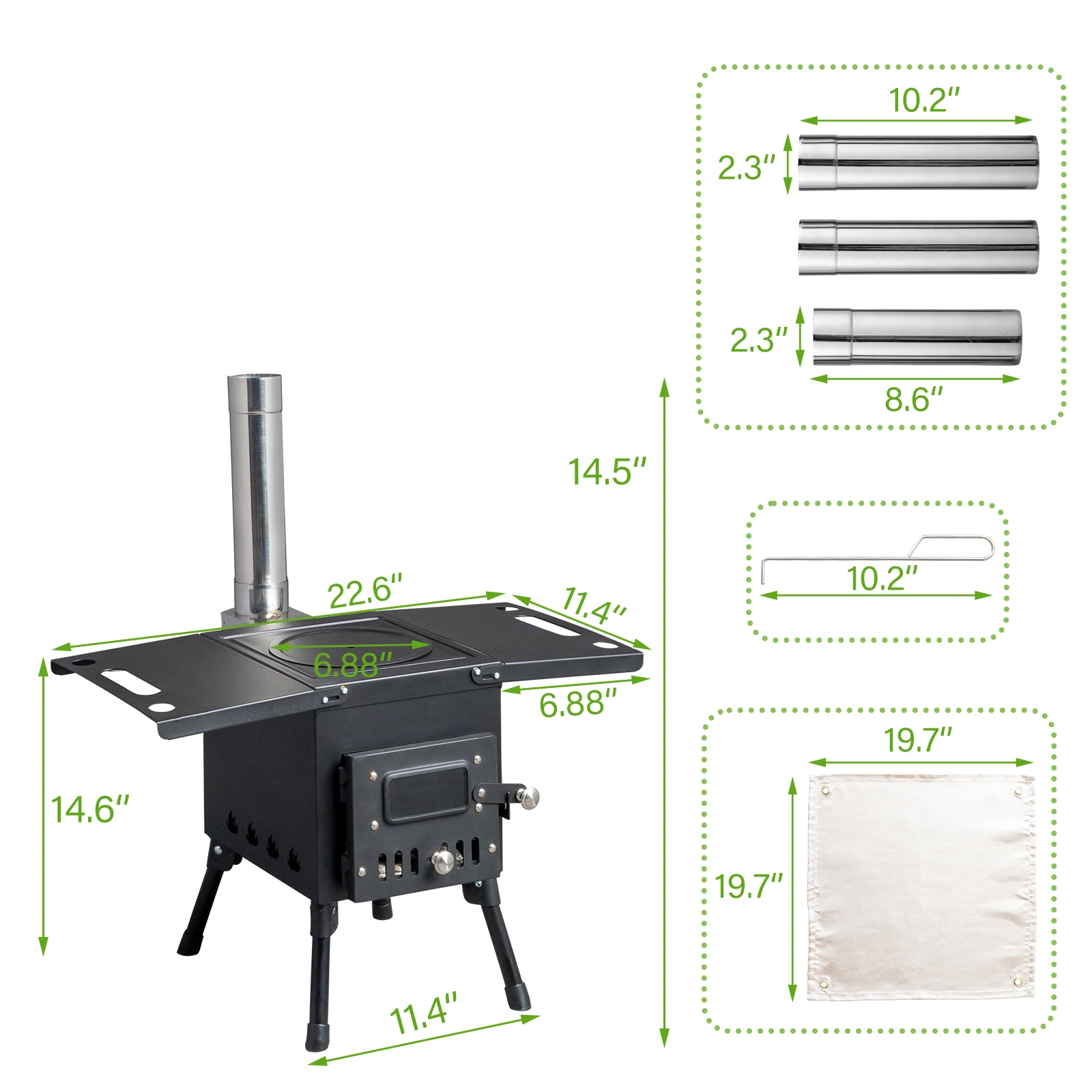 Wood Camping Stove Black 57.5*31*37cm view 5