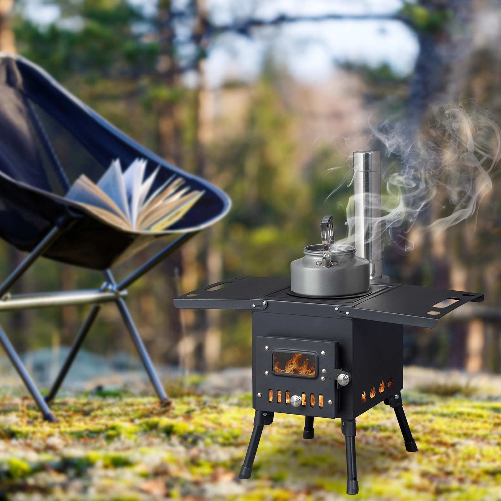 Wood Camping Stove Black 57.5*31*37cm view 6