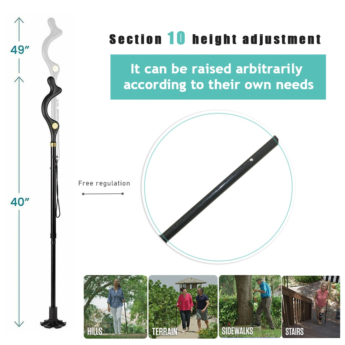 Collapsible Walking Stick 10 Levels Adjustable Height Travel Camping Hiking Walking CaneUS Logistics only For USPS.TK/TMEU only For self-pickupPlatform policies vary; relevant qualifications are attached via link, please do not list products witho