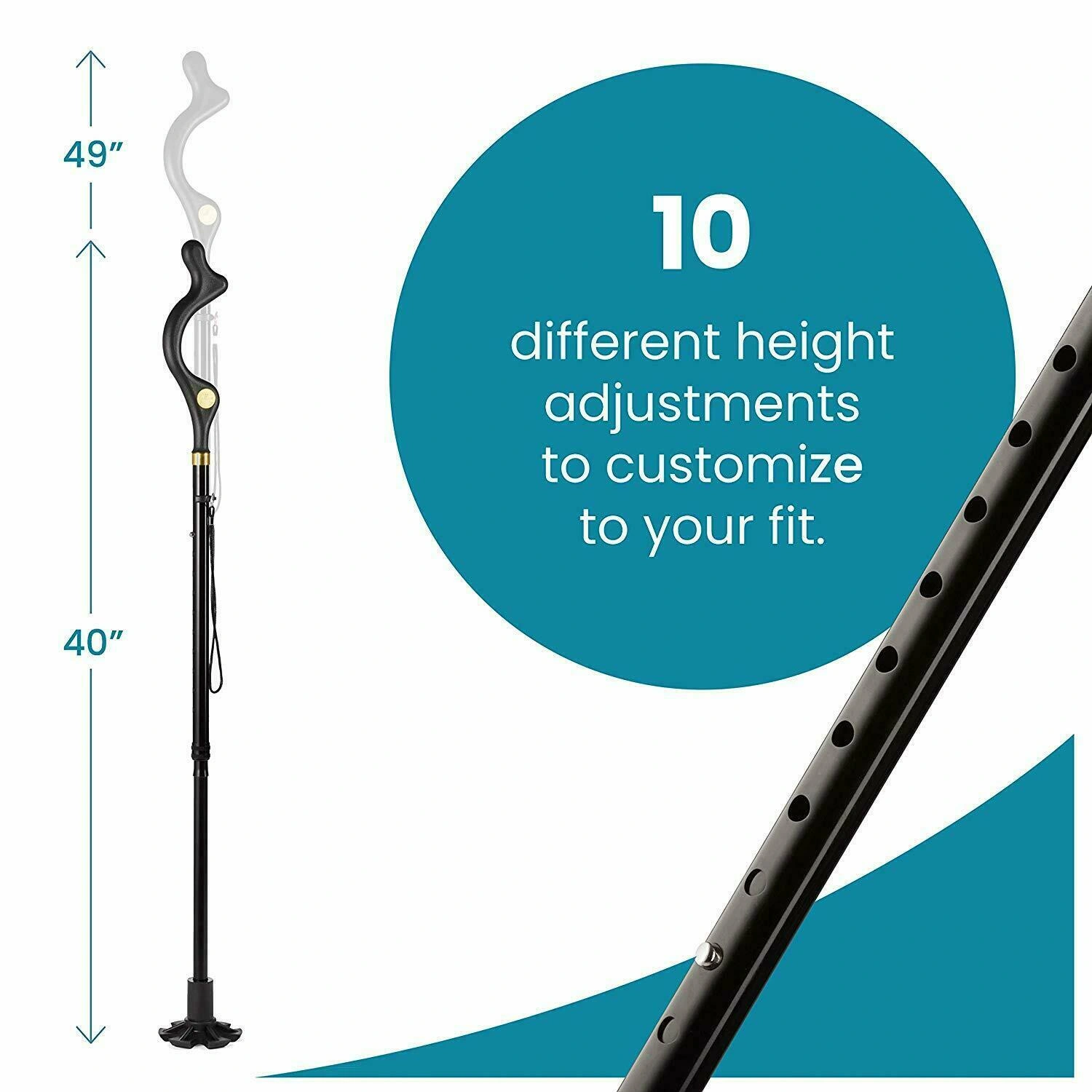 Collapsible Adjustable Walking Stick Hiking Cane 10 Height Levels for Travel Camping Outdoor Use view 4