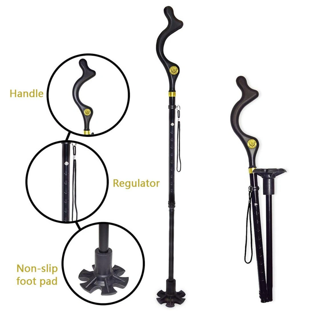 Collapsible Adjustable Walking Stick Hiking Cane 10 Height Levels for Travel Camping Outdoor Use view 5