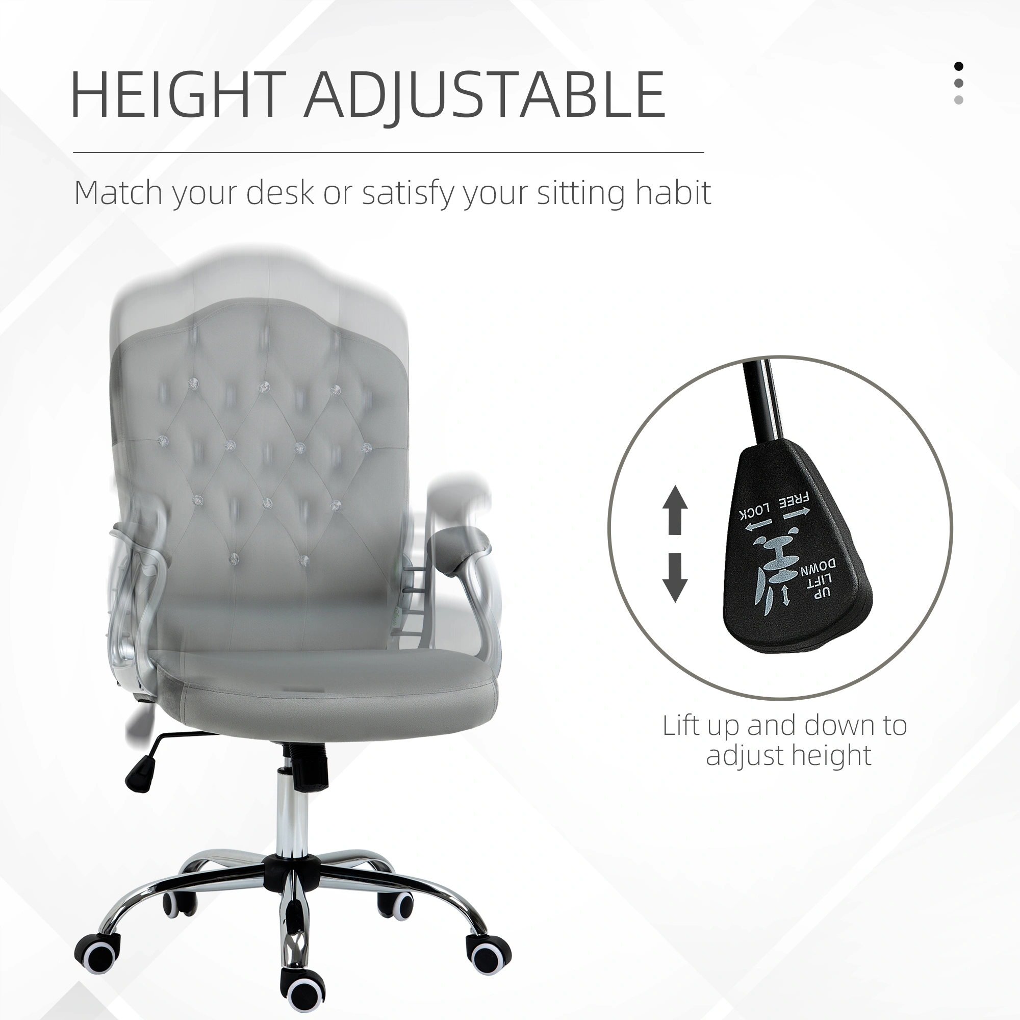 Mesh Office Chair with Massage and Heat Function, Ergonomic Adjustable Swivel Chair, Lumbar Support for Home Office Workstation view 4