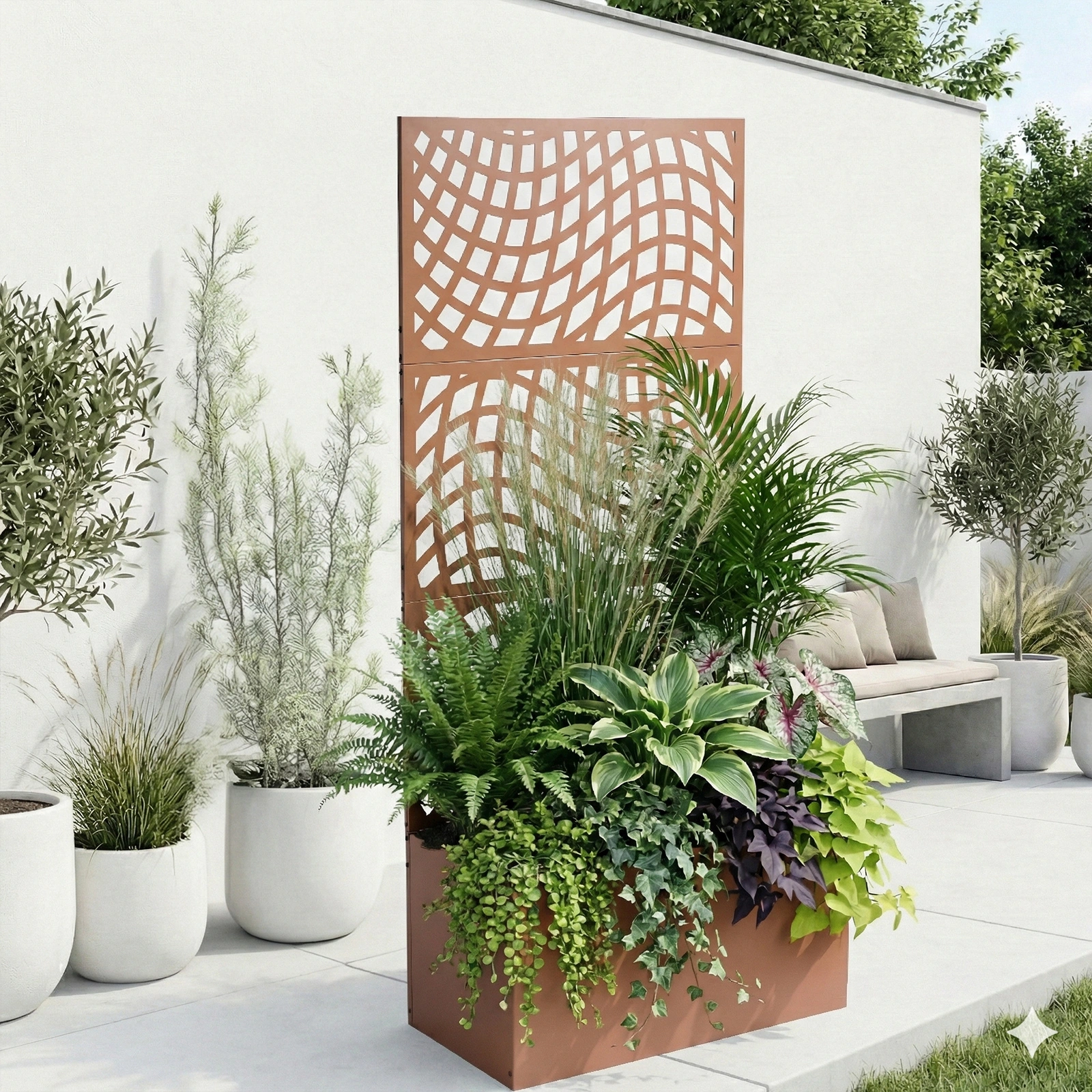 Metal Garden Bed with Trellis, 70 Inch Height Metal Planter Box with Trellis, Garden Box for Climbing Plants Vegetable, Metal Garden Bed with Drainage Holes view 7
