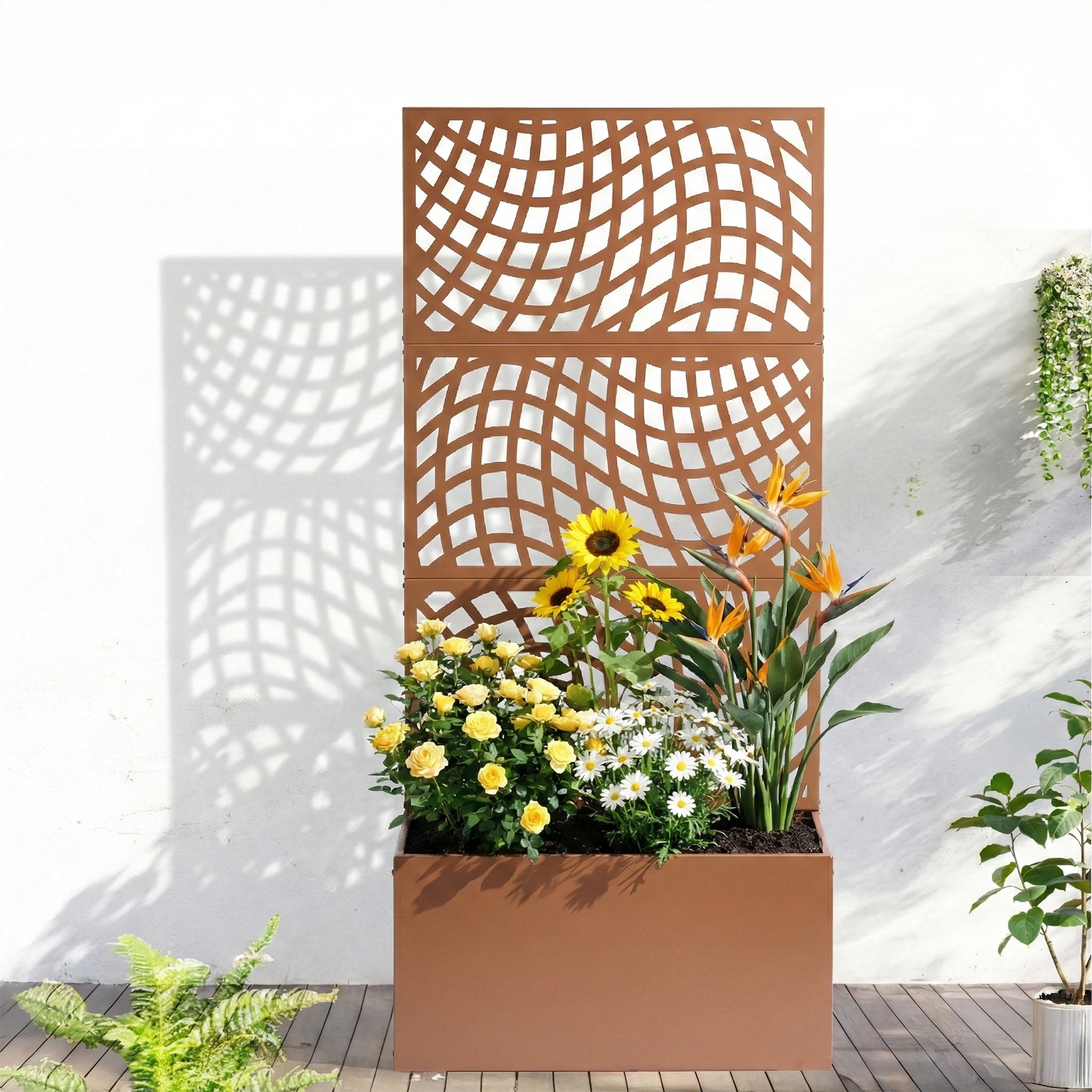 Metal Garden Bed with Trellis, 70 Inch Height Metal Planter Box with Trellis, Garden Box for Climbing Plants Vegetable, Metal Garden Bed with Drainage Holes view 9
