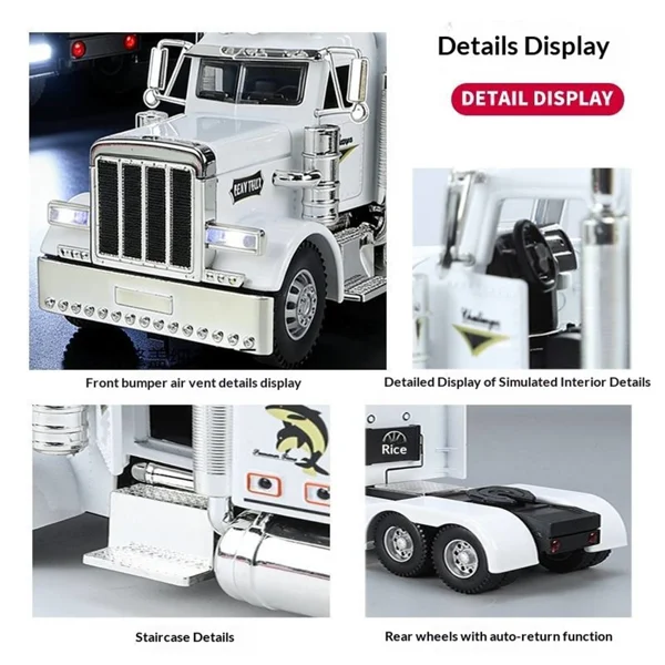 Semi Truck Toys for Boy Heavy Trucks,Metal Diecast Trucks Model Pull Back Cars with Light and Sound,Truck and Trailer Toys for Boys,Toy Trucks for Boys Age 4-8 view 5