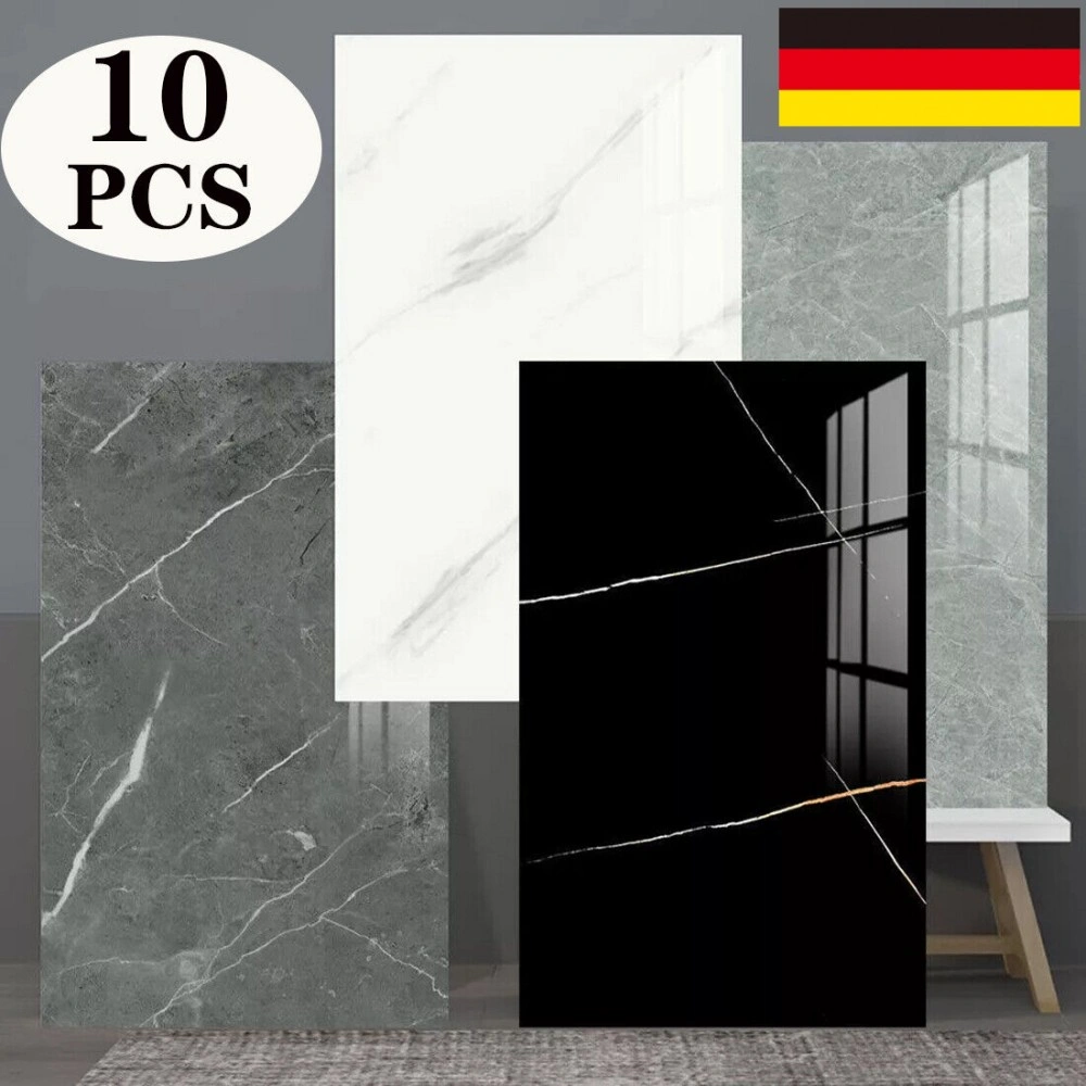 10 Pack Self-Adhesive Marble Contact Paper for Kitchen, Bathroom & Living Room Counter Tile Stickers, Grey White Peel and Stick