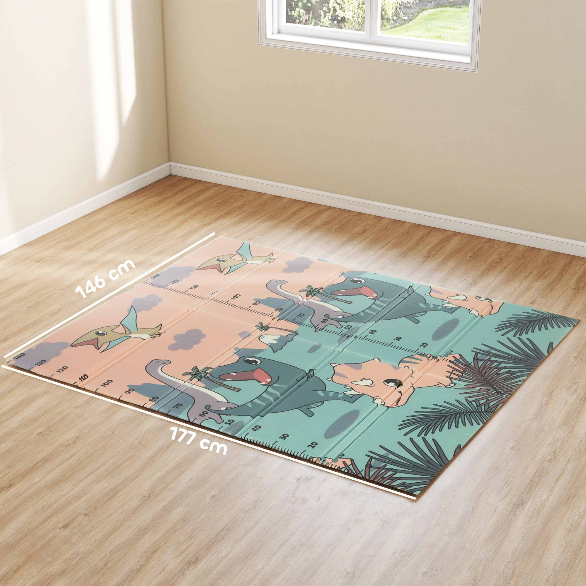 Baby Play Mat, Foldable Soft Foam Activity Gym, Cute Printed Carpet for Tummy Time and Crawling view 4