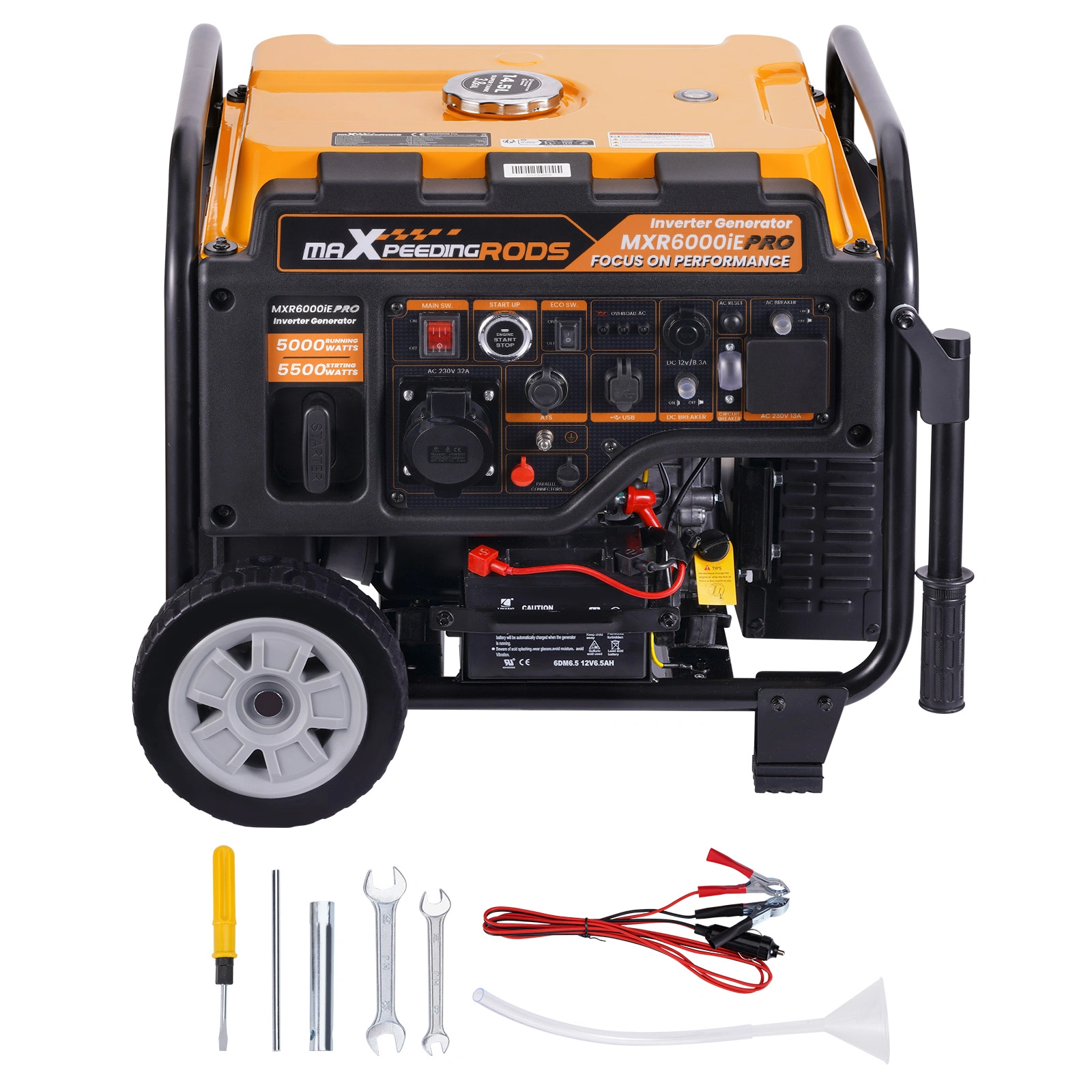 5500W 5.0kVA Petrol Inverter Generator, Portable 4-Stroke with ATS Interface for Camping