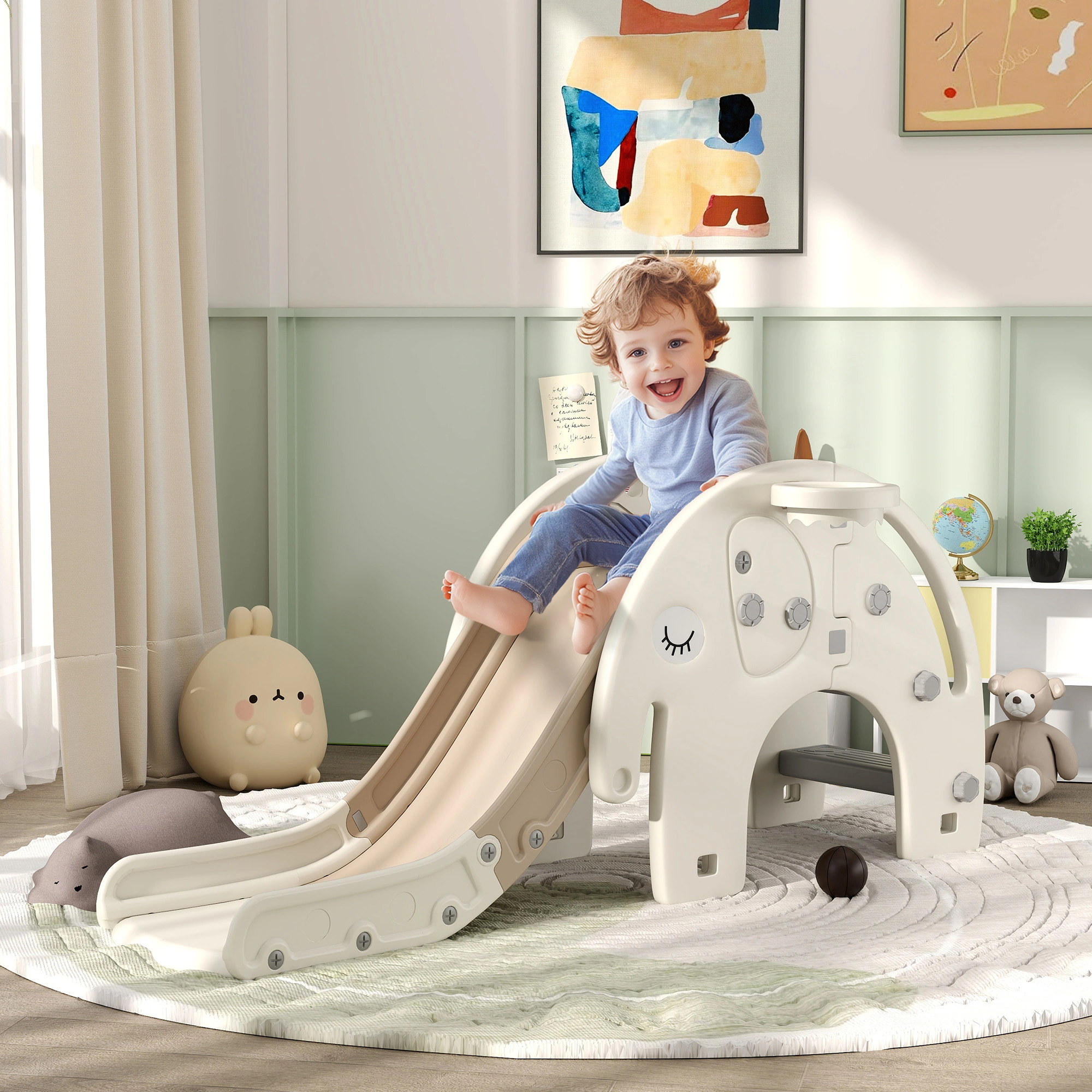 Kids Slide Indoor Outdoor Play Slide for Toddlers, Safe Soft Play Equipment for Children Activity