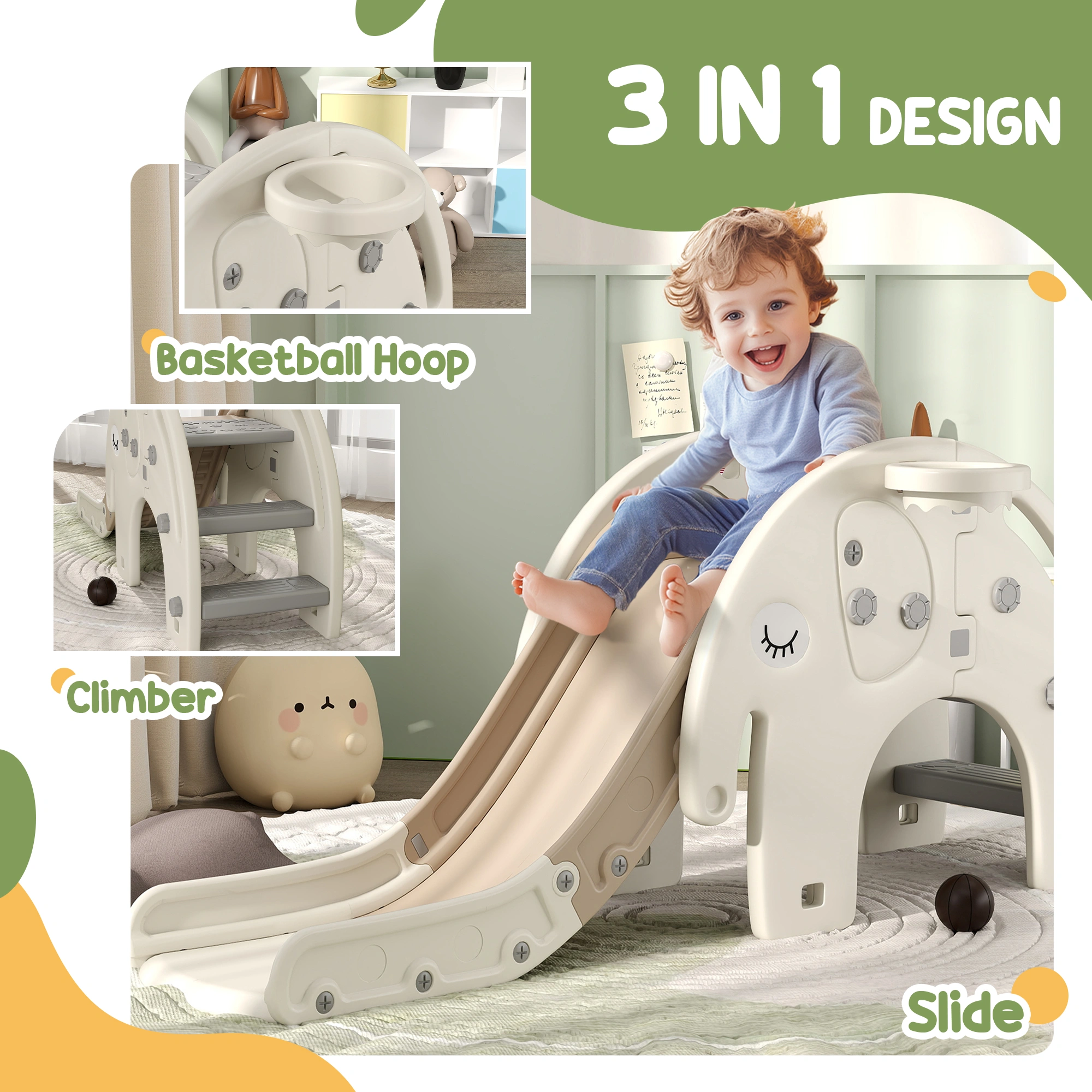 Kids Slide Indoor Outdoor Play Slide for Toddlers, Safe Soft Play Equipment for Children Activity view 3