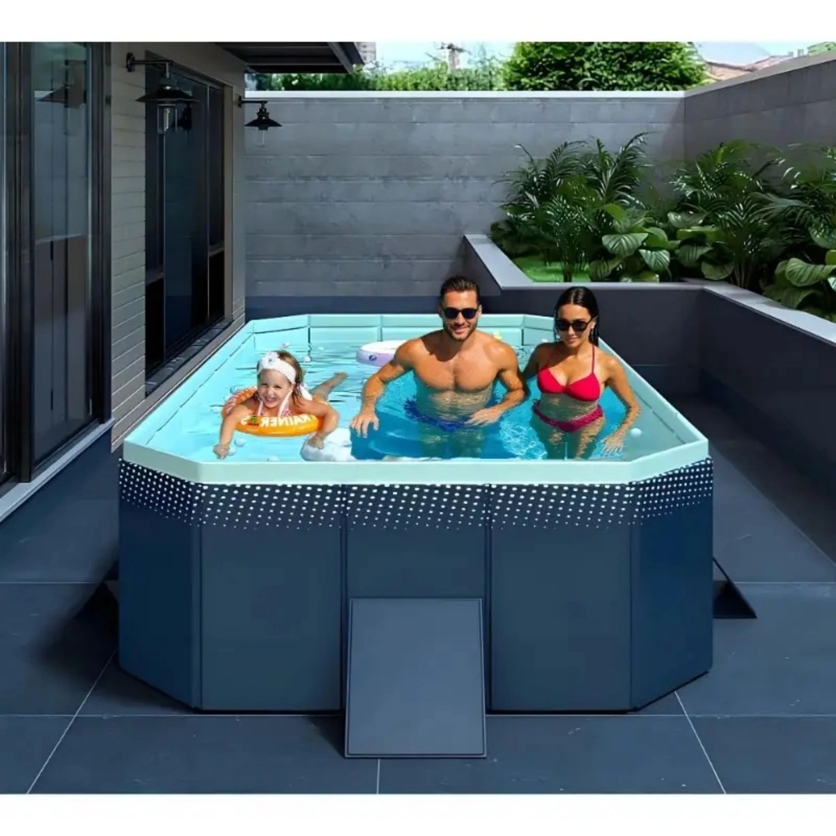 2.1m Inflatable Pool Giant Kids Swimming Pool, Portable Foldable Outdoor Water Pool for Backyard Garden Party view 6