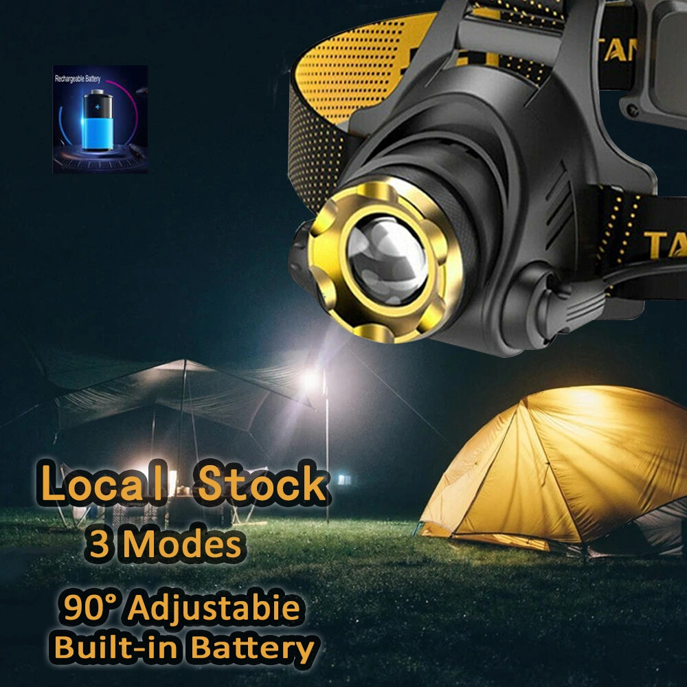 (2 Pack)USB Rechargeable LED Headlamp 3-Modes Adjustable Camping Hiking Headlight W/Car Charger+USB Cable (US Logistics For USPS/DHL/Fedex/UPS. No designated logistics accepted,TK/TMEU only For self-pickup) view 11