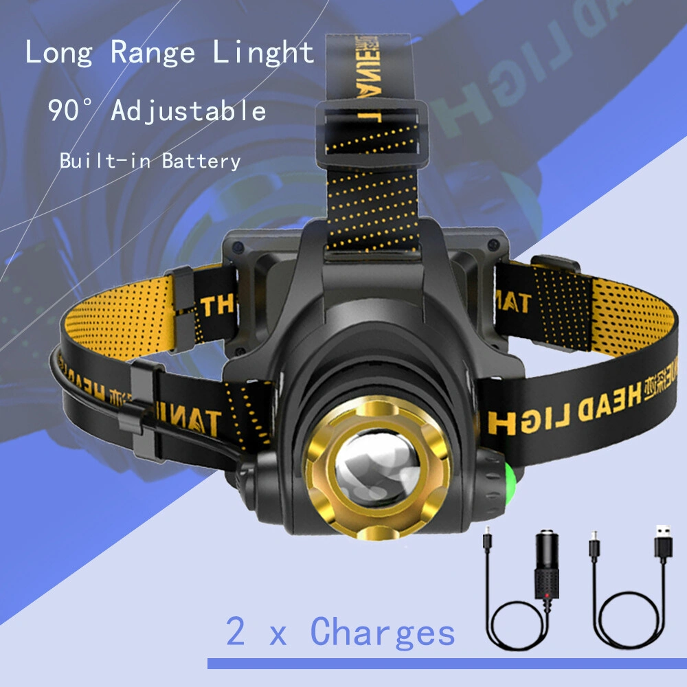 (2 Pack)USB Rechargeable LED Headlamp 3-Modes Adjustable Camping Hiking Headlight W/Car Charger+USB Cable (US Logistics For USPS/DHL/Fedex/UPS. No designated logistics accepted,TK/TMEU only For self-pickup) view 6