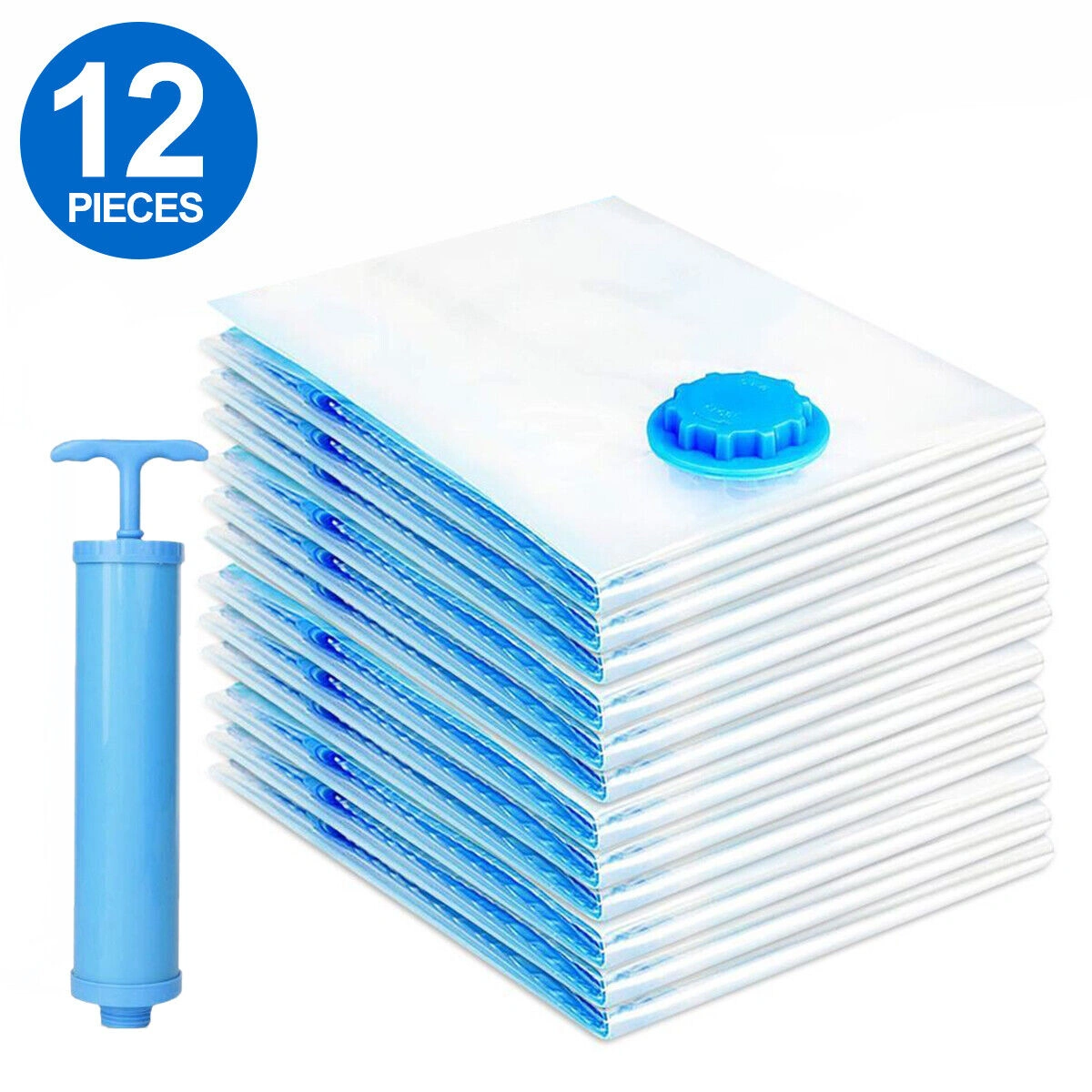 12 Pack Vacuum Storage Bags, Large Heavy Duty Space Saver Compressors for Clothing & Bedding Organizer view 5