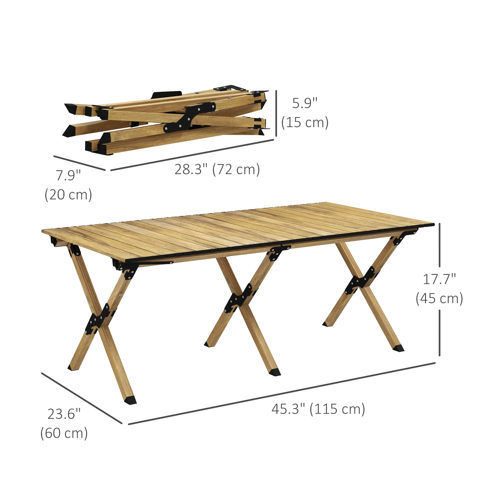 Modern Black Coffee Table - Top Grain Wood Living Room End Table with Storage Shelf