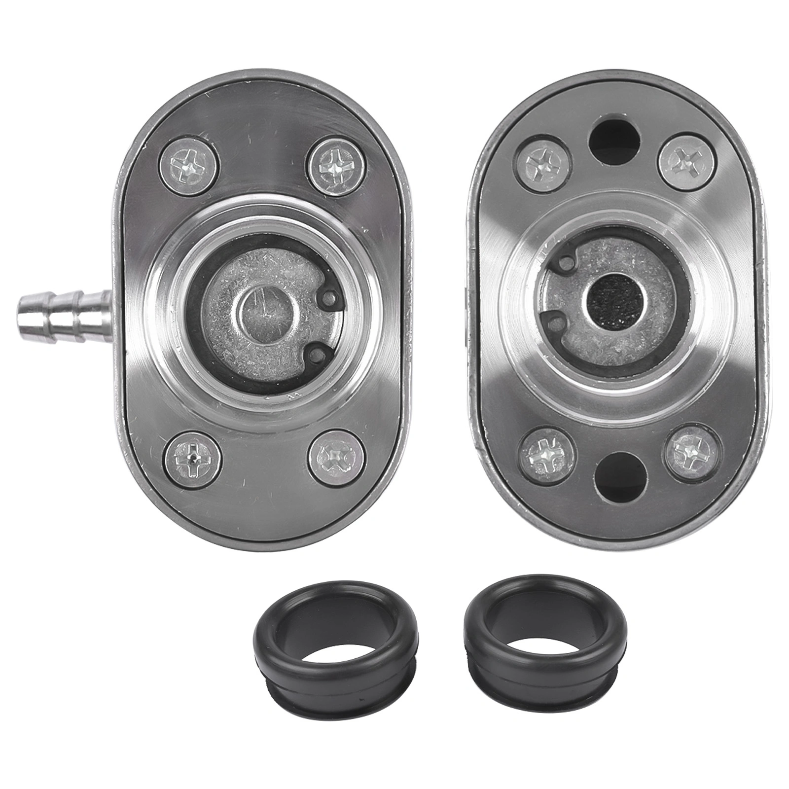 Finned Oval Polished Aluminum Valve Cover Breather & PCV Valve Combo for 1-1/4" Hole view 5