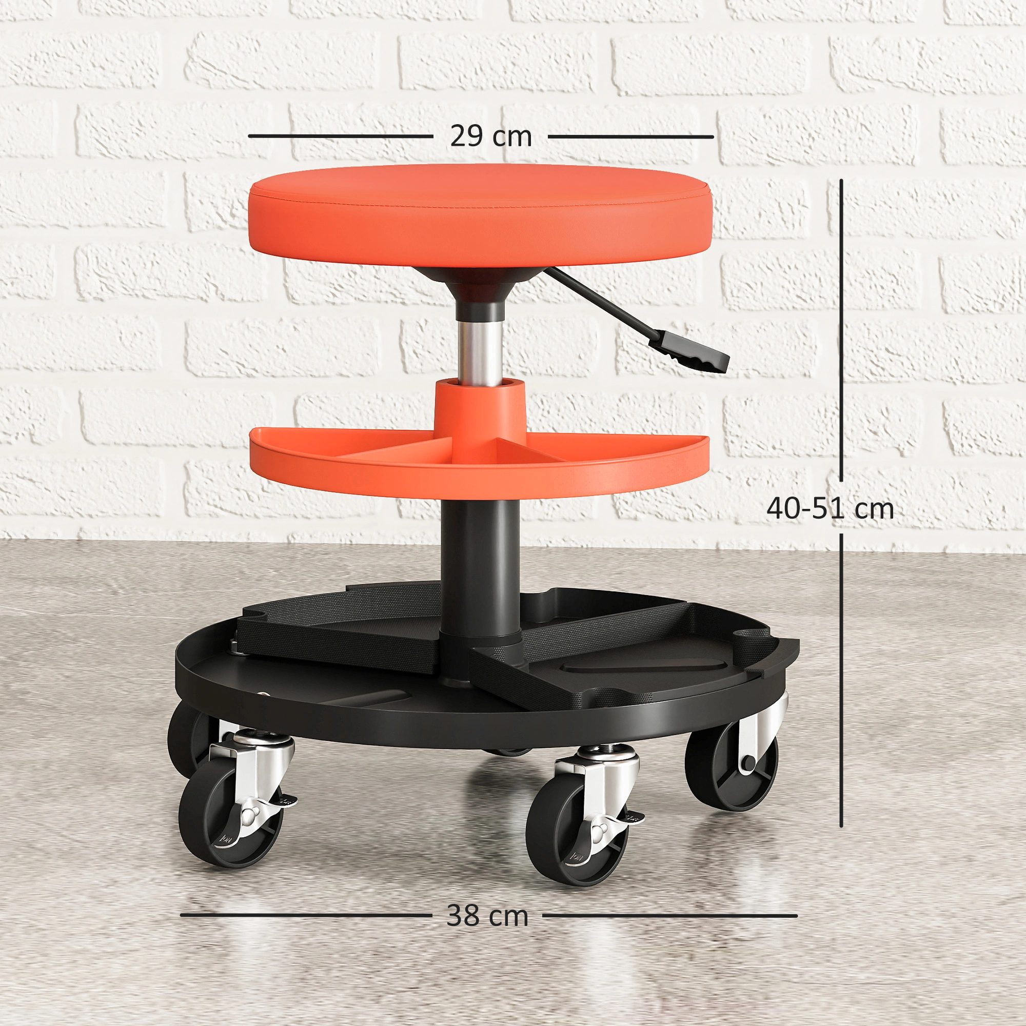 Heavy Duty Mechanic Stool, Swivel Rolling Seat with Back Support, Oil Resistant Workshop Stool view 4