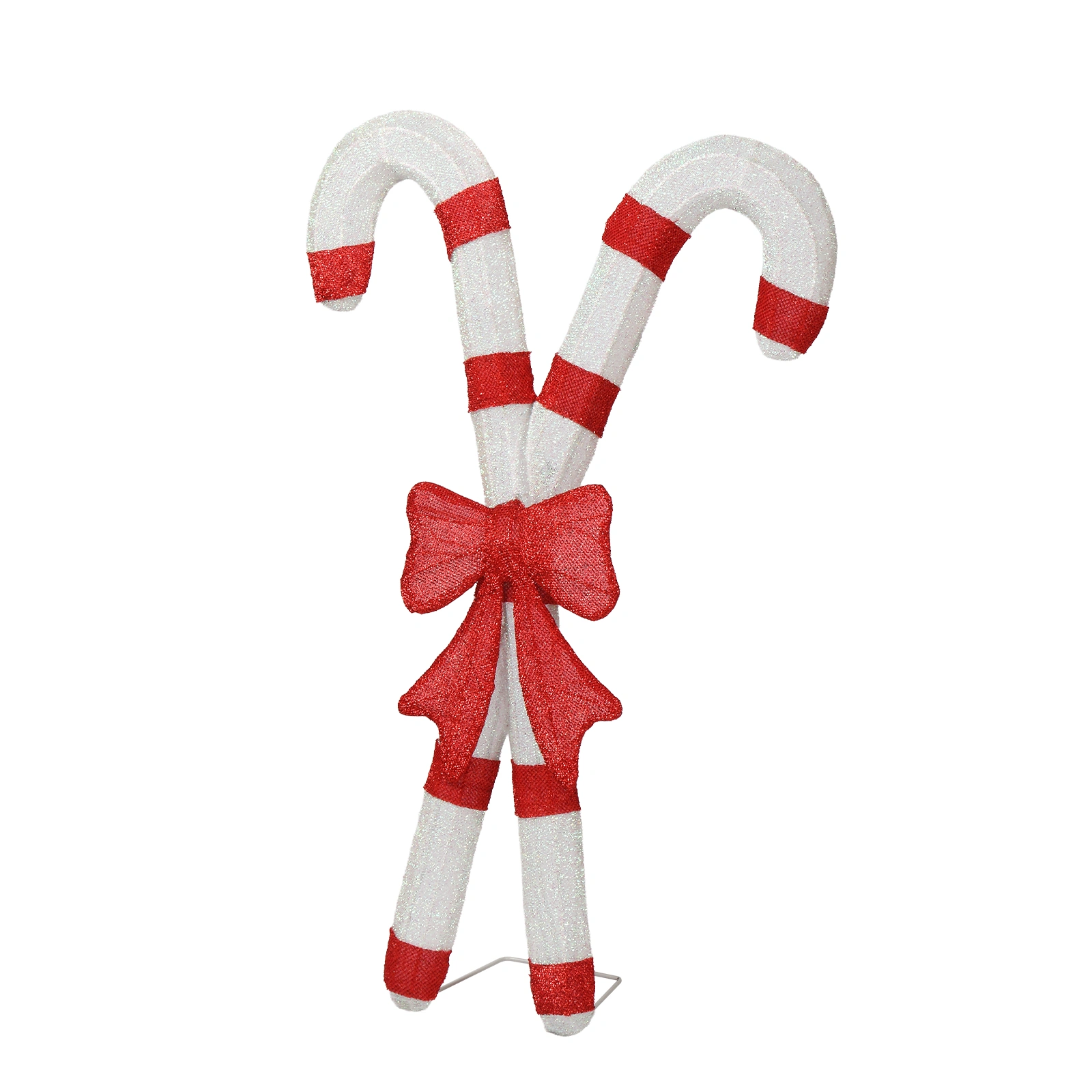 Lighted Candy Cane with Red Bowknot, 100 Warm White LED Pre-Lit 2D Christmas Decoration, Outdoor Indoor Holiday Sign for Xmas Yard & Home Display view 2