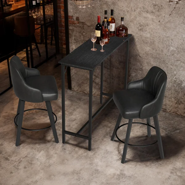 43-Inch Bar Table (Black) - 209 lbs Capacity Pub Height Table with Durable MDF Top & Metal Frame, Ideal for Kitchen/Bar Counte view 5