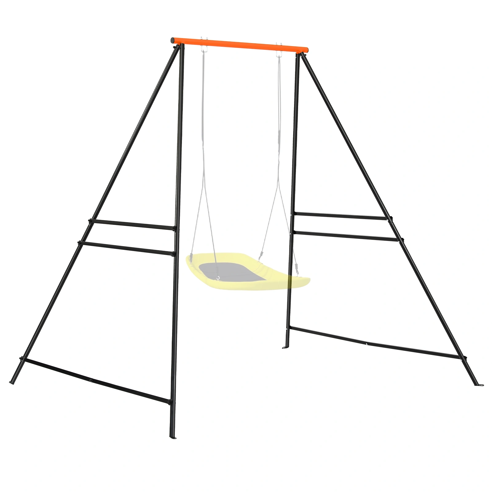 Outdoor Metal Garden Swing for Kids, Heavy Duty A-Frame Swing Stand, Orange Children's Porch Swing Chair Support Frame for Hammock & Yoga, Swing Seat Not Included