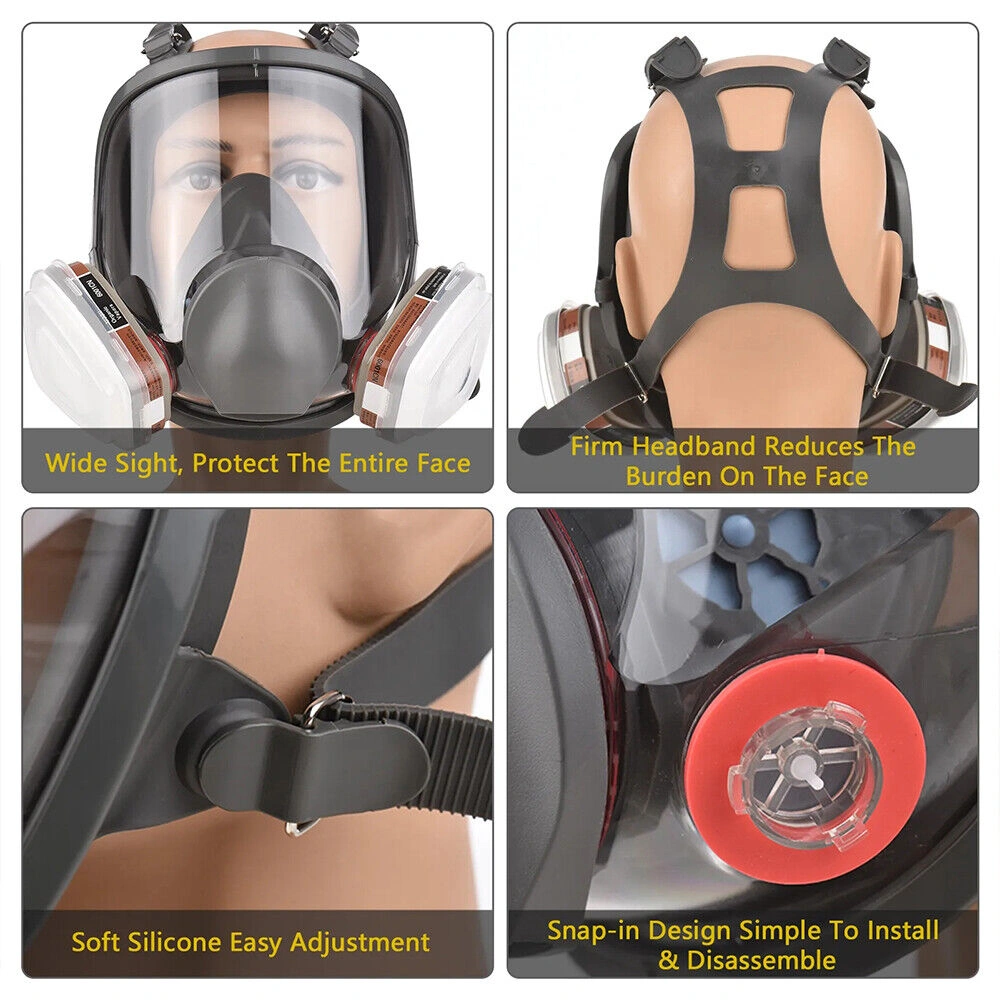 6800 Full Face Respirator Mask - 15-in-1 Gas Mask with Filters, Protective Face Shield for Chemical Fumes & Paint Spray view 5