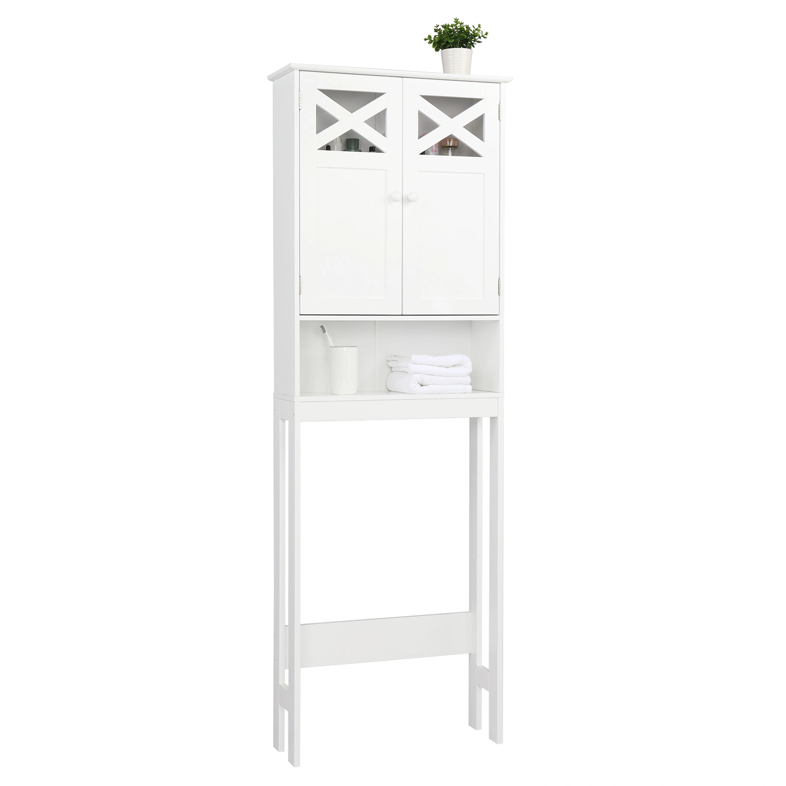 Double Door Fork Toilet Cabinet White view 25