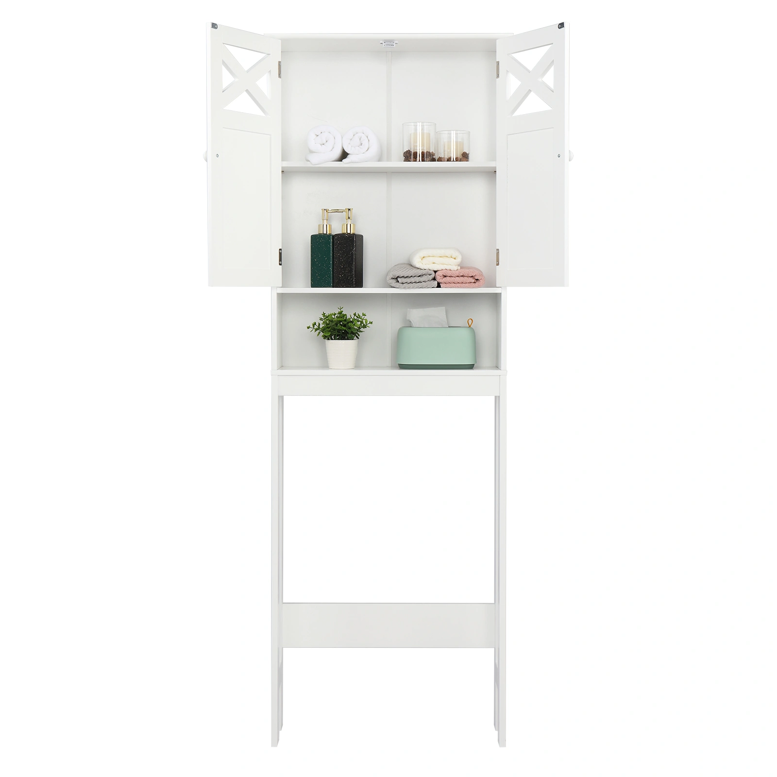 Double Door Fork Toilet Cabinet White view 30