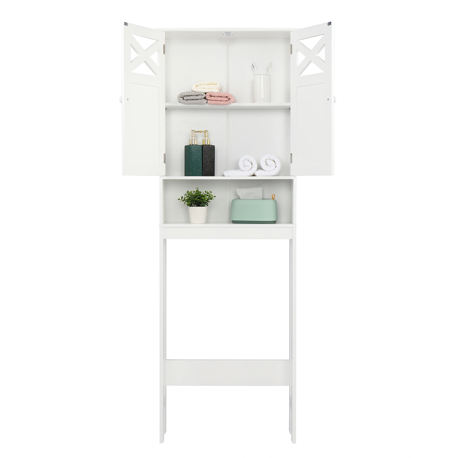 Double Door Fork Toilet Cabinet White view 43