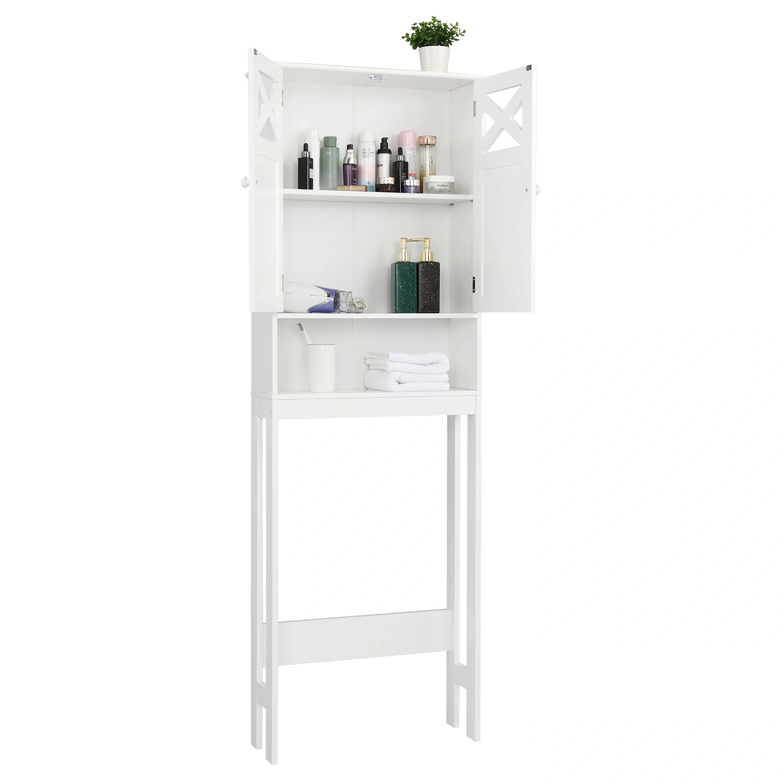 Double Door Fork Toilet Cabinet White view 50