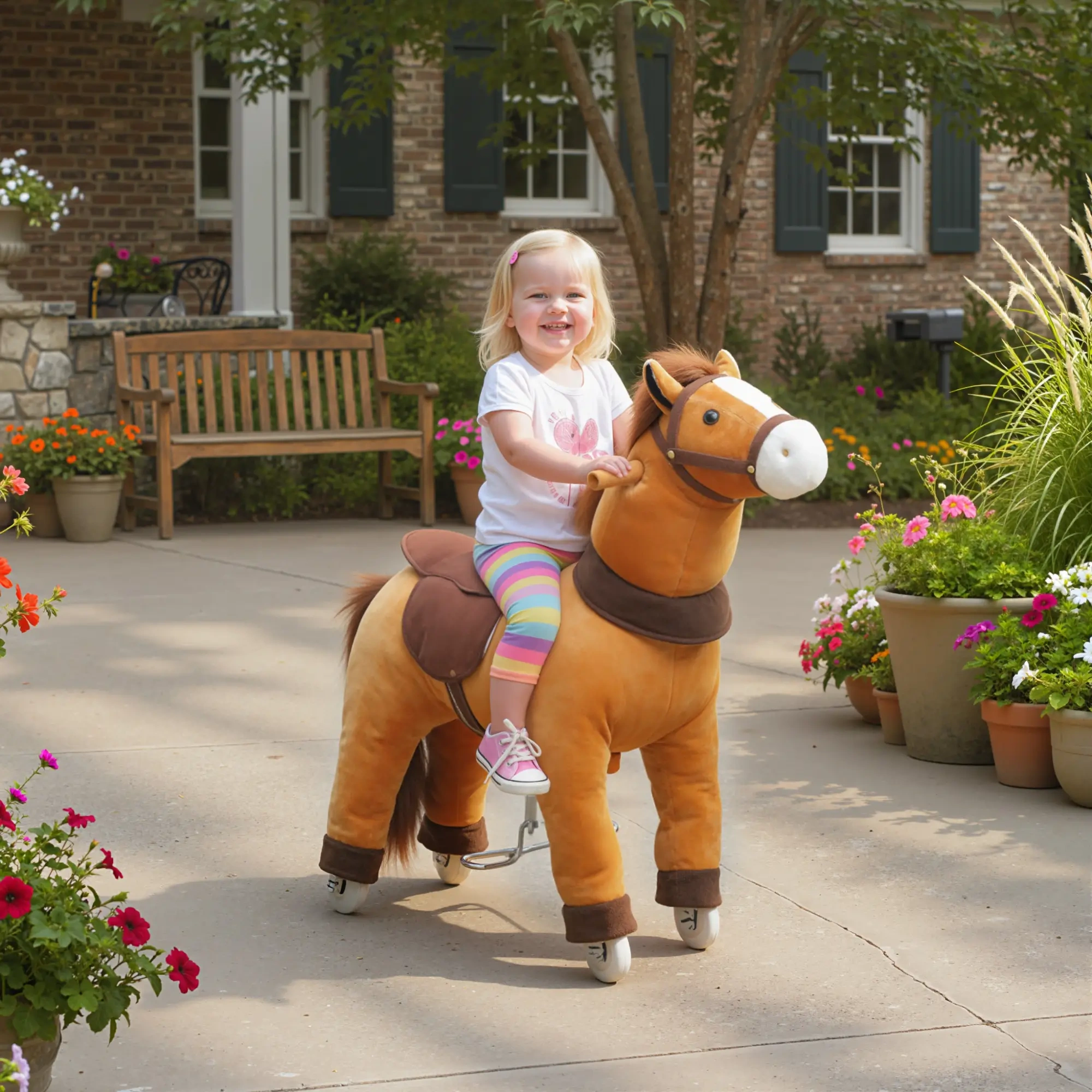 Baby Rocking Horse for Toddlers, Wooden Ride-On Rocking Horse with Soft Cushion & Safety Handles, Kids Toy Gift Ages 1-3