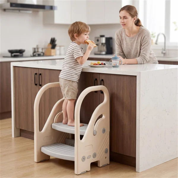  Convertible 2-Step Toddler Step Stool Multifunctional Kids Ladder Seat for Kitchen Bathroom view 2